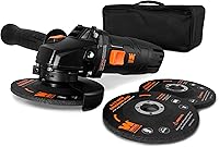 WEN 94475 7.5-Amp 4-1/2-Inch Angle Grinder with Reversible Handle, 3 Grinding Discs & Case - Lightweight Power Tool