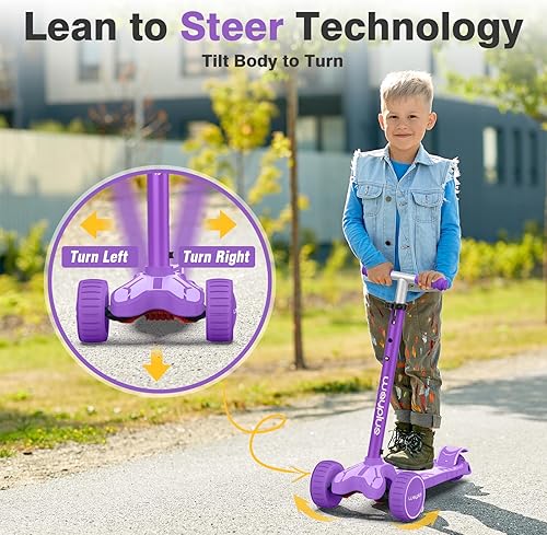 Miniatura 5 de WAYPLUS Patinete de 3 ruedas para niños de 3 años en adelante, cubierta extra gruesa de 0.98 pulgadas y ruedas iluminadas para niños de 3 a 5 años,