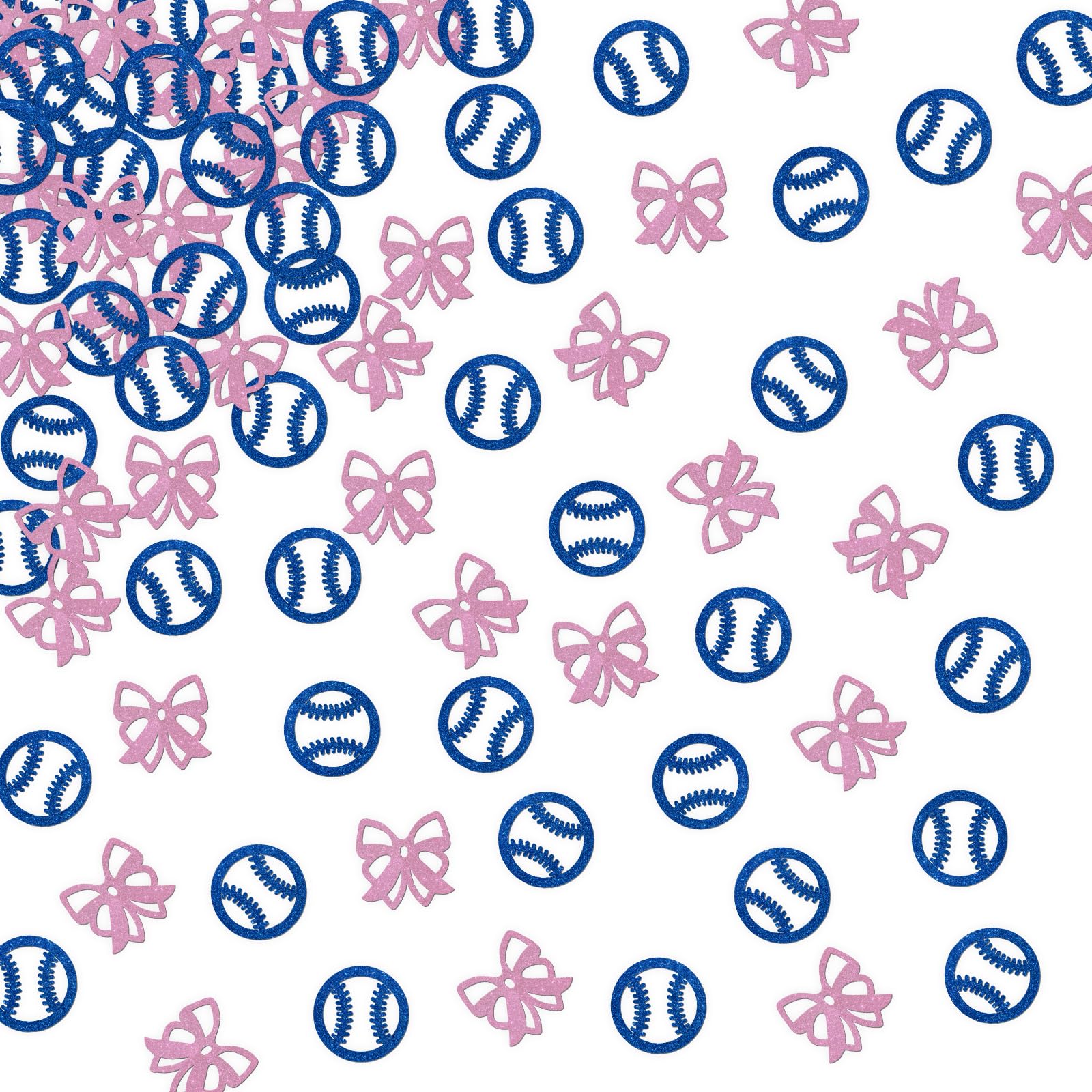 ShuanQ 120pcs Baseball or Bows Confetti -Themed Baby Shower Party Table Decoration Sign - Gender Reveal Party Decoration Scatters - Boy or Girl Party