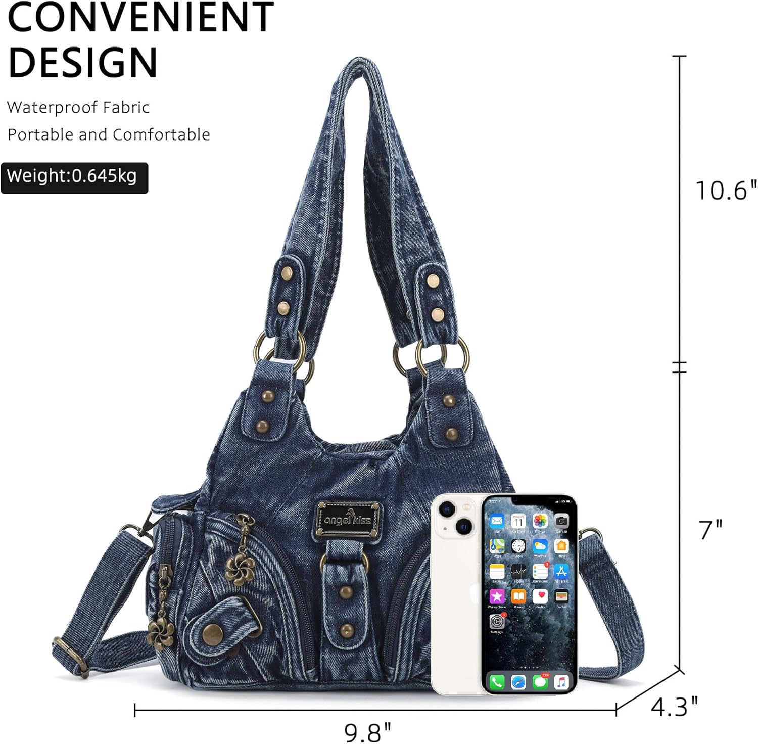 Angel Kiss Purses for Women Small Hobo Shoulder Bags Vagen Leather Multi-Pocket Tote Bag with Zipper - Image 4