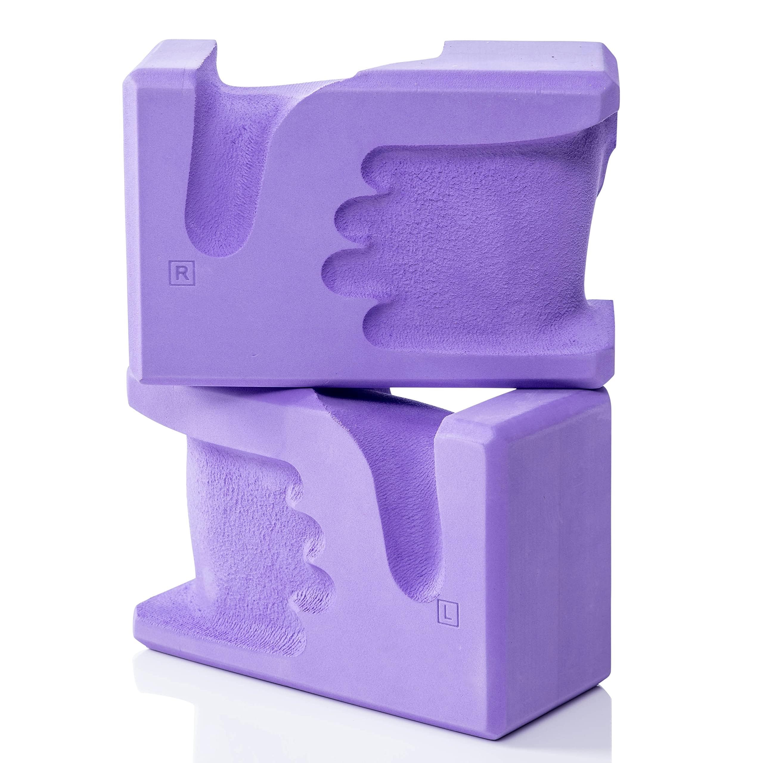 Azonee Yoga Blocks 2 Pack, Hand-Shaped EVA Foam Blocks, Reduces and Prevents Wrist Pain, Enhances Comfort Stability and Grip Strength on the Blocks, EVA Yoga Accessories Set, for Yoga (Purple)