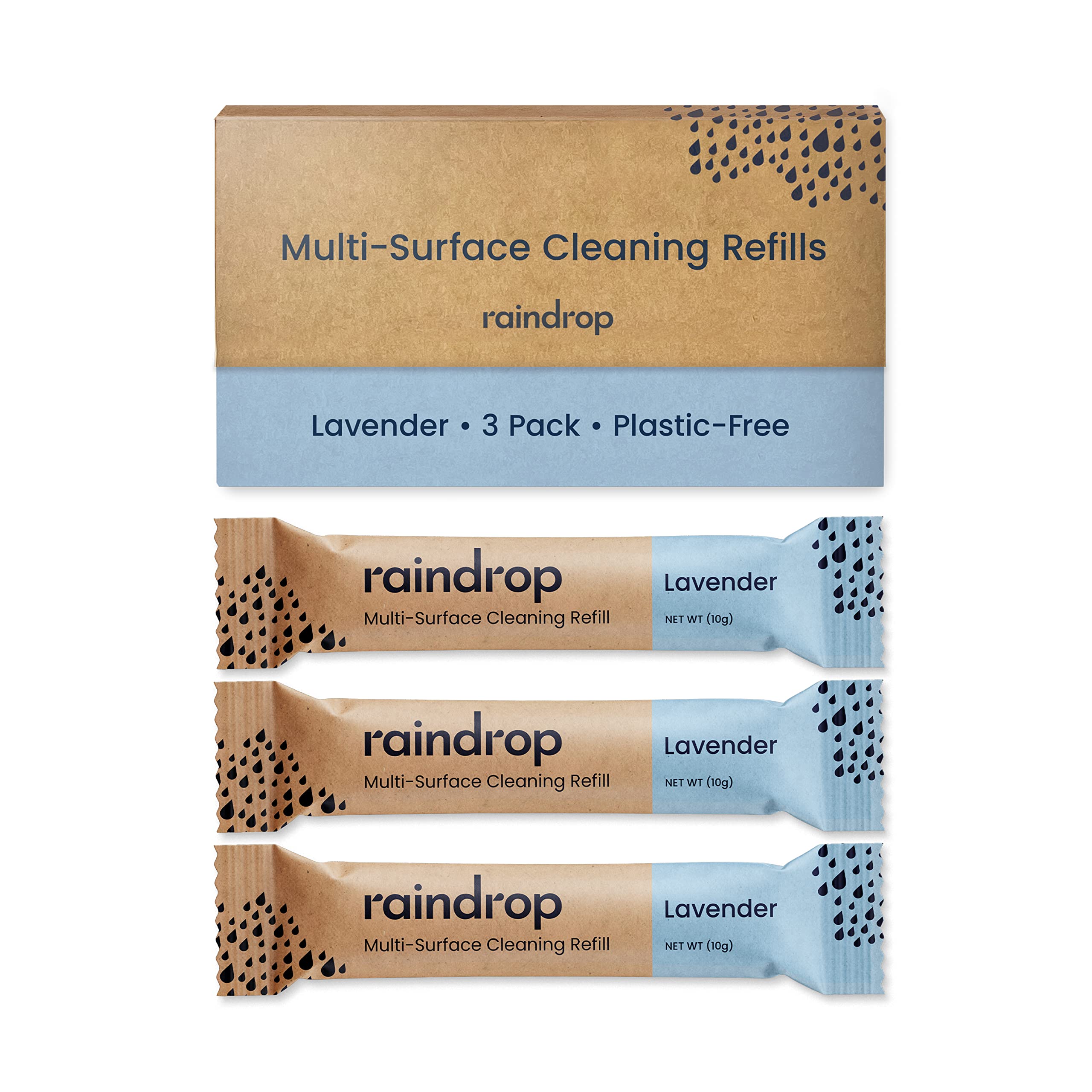 Raindrop Plastic Free Cleaning | 3x Multi-Surface Cleaning Refills | Just Add Water | Kills 99.9% of Germs/Viruses