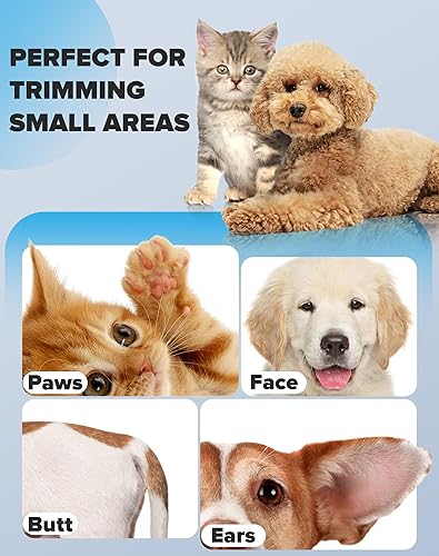 Miniatura 7 de Cortadora de patas de perros, 2 velocidades de bajo ruido para aseo, recortadora de pelo de perro recargable inalámbrica con luz LED, afeitadora de