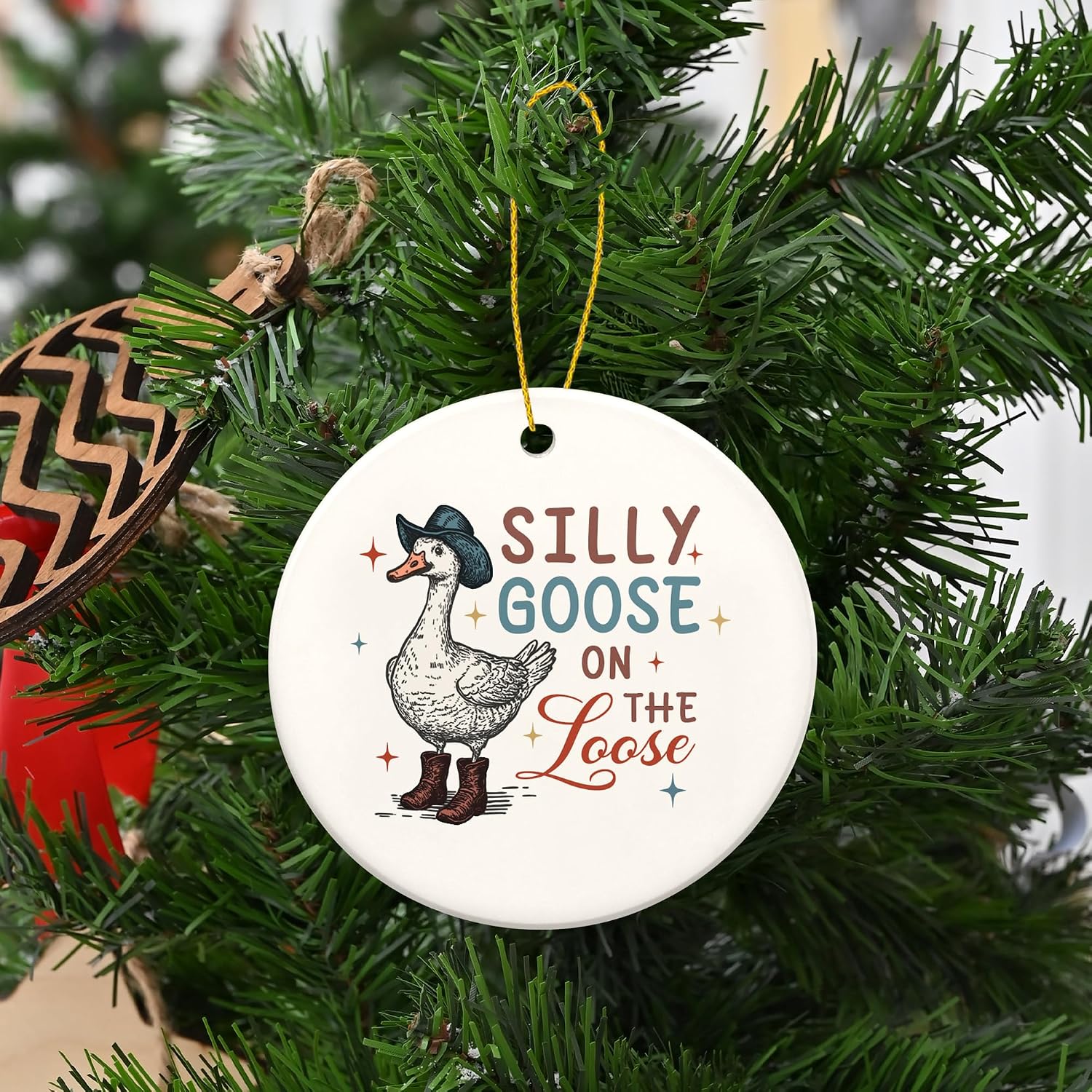 TEEZWONDER Christmas Funny Gifts for Women, Silly Goose Ornaments 2026