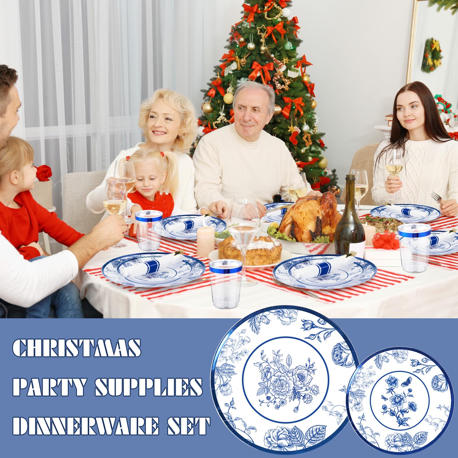 Suttmin 350 Pcs Plastic Dinnerware Set for 50 Guests Include 50 Dinner ...