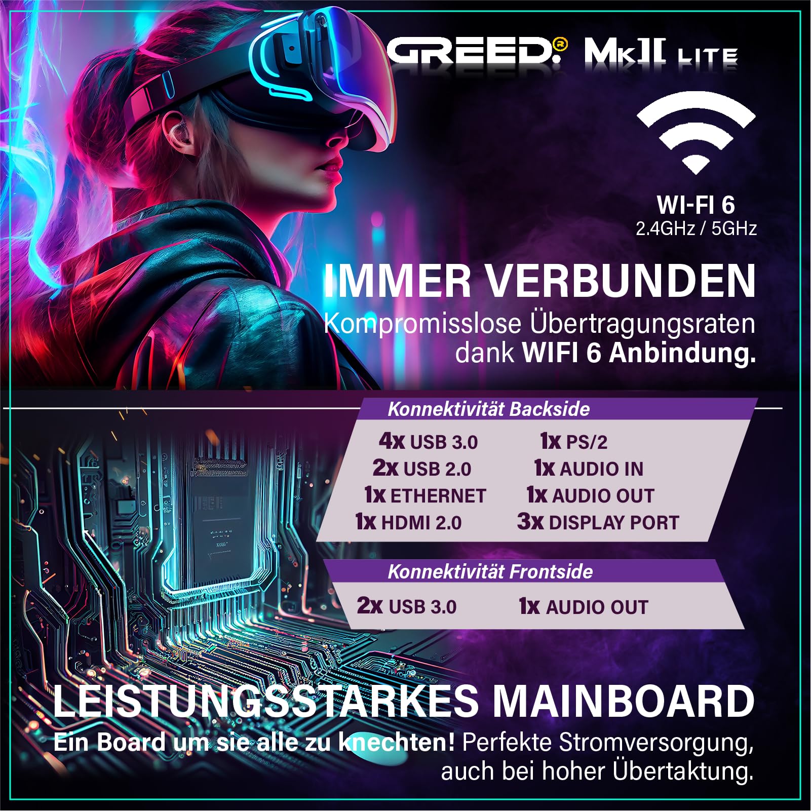 Greed® MK2 Basic - Entry Gaming PC mit Intel Core i5 10400F + Nvidia Geforce RTX 3050 - Ultra Schneller RGB Computer + 4K Raytracing Rechner mit 4,30 GHZ - 16 GB DDR4 RAM - 512 GB SSD - WLAN + W11 Pro