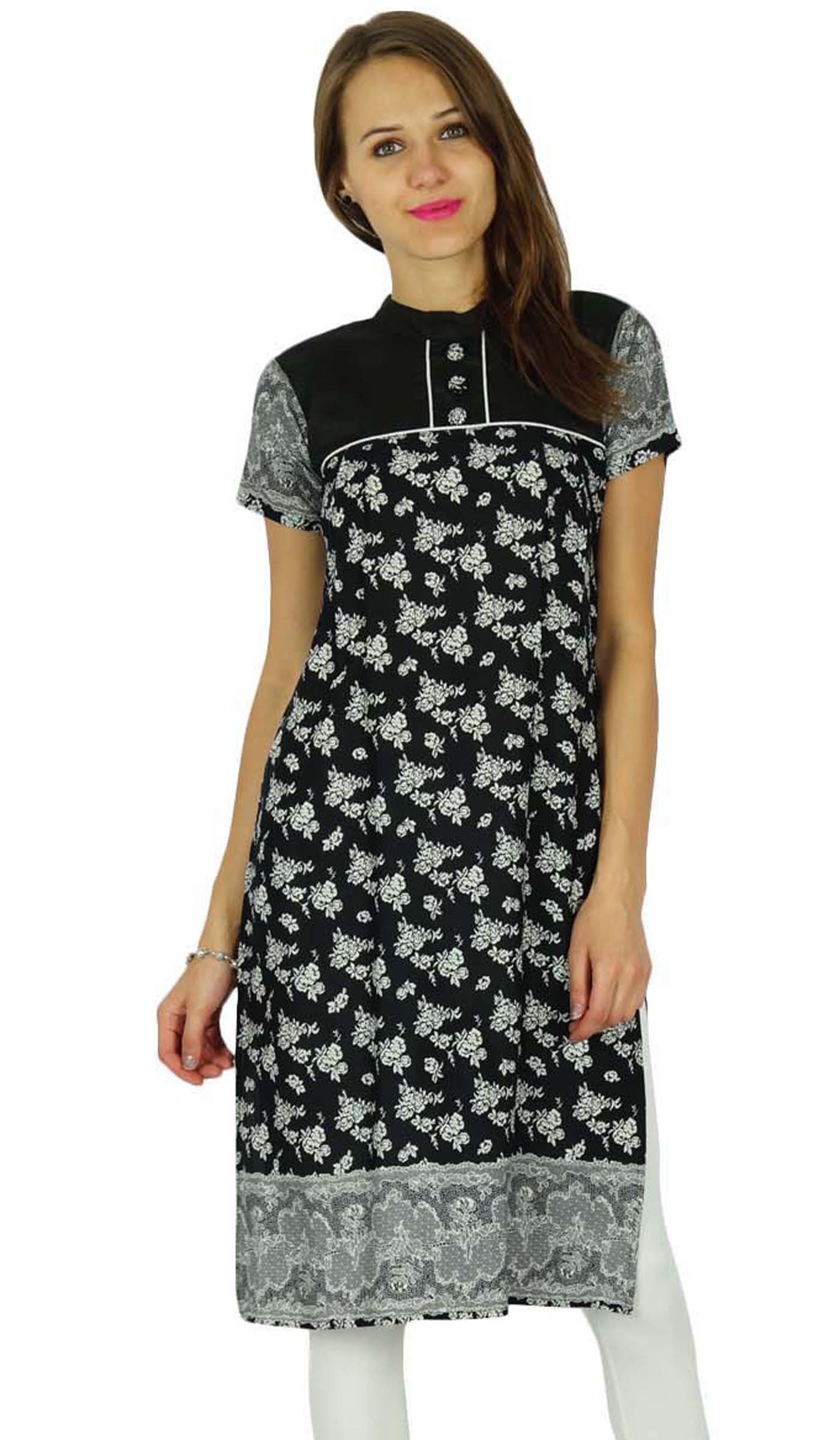 Bollywood Kurta Indian Women's Cotton Kurti Tunic Dress - 40" Length, Short Sleeves, Ethnic Wear - View #12