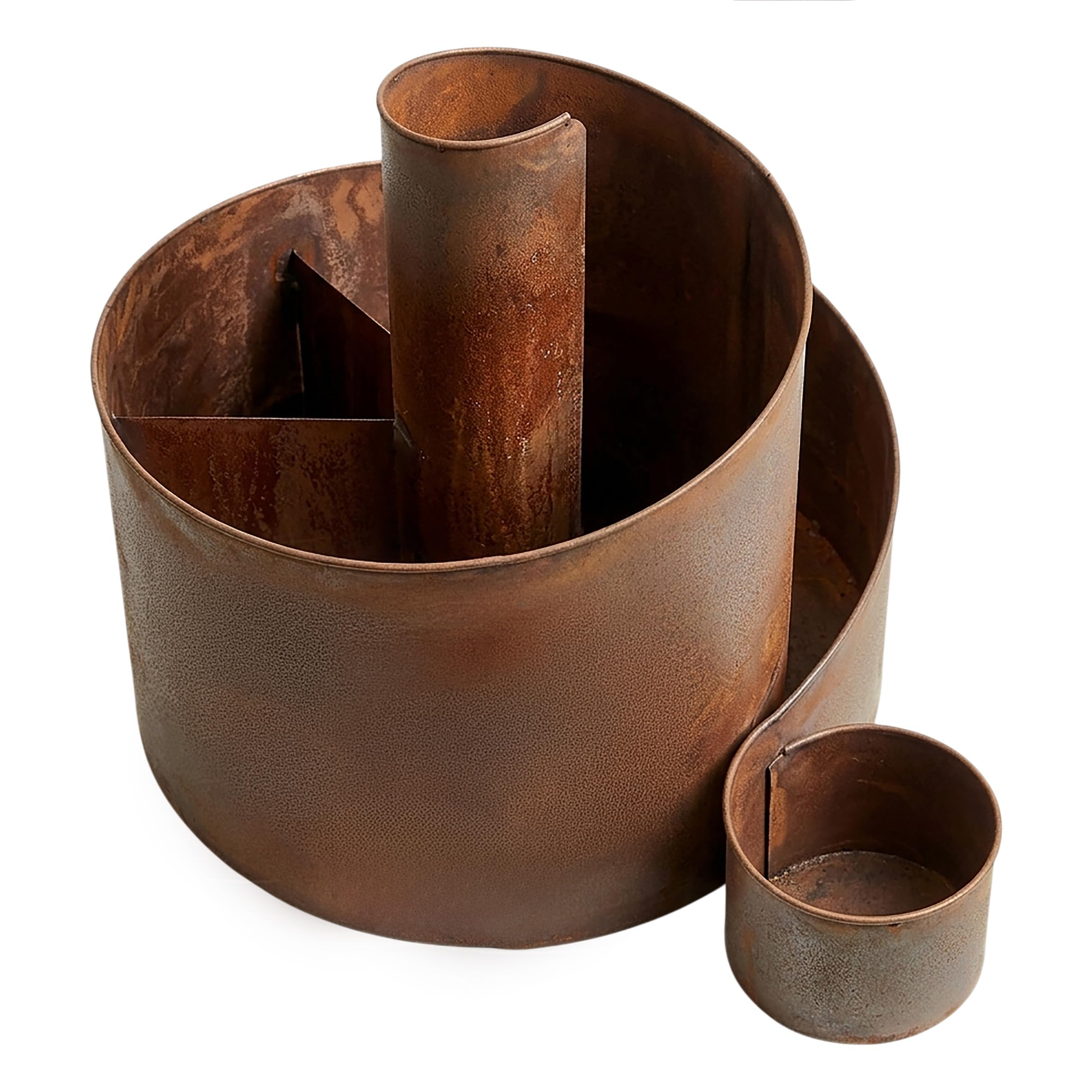 Spetebo Spirale per erbe in ferro patinato a 3 livelli - 58 x 43 cm - Lumaca per erbe aromatiche - Metallo naturale ruggine - 5 scomparti per piantare - Decorazione da giardino - Parterre di erbe