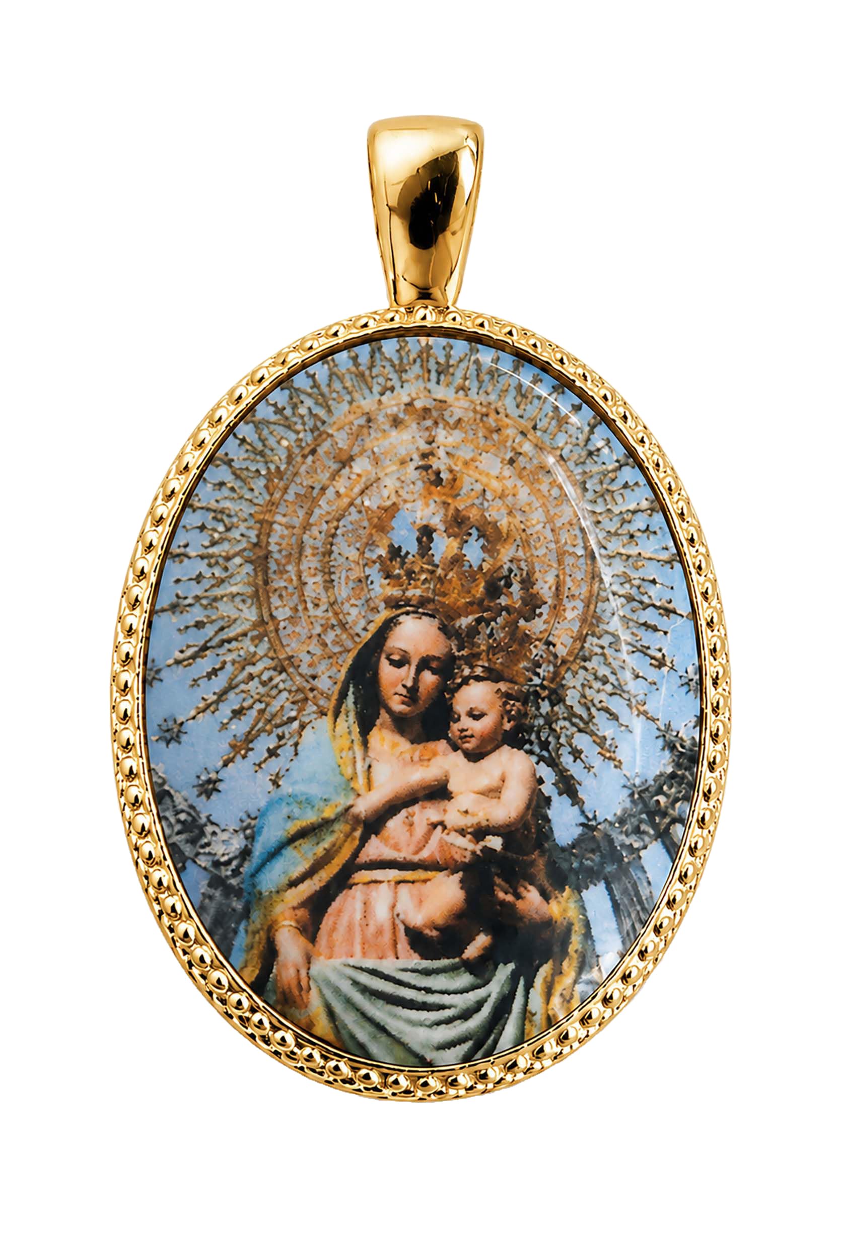 Genérico Medalla Oval de la Virgen del Pilar, Plata de Ley Chapada en Oro, 29 x 21 mms.