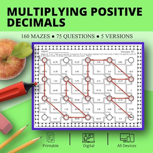 multiplying decimals maze activity sets digital educational resources