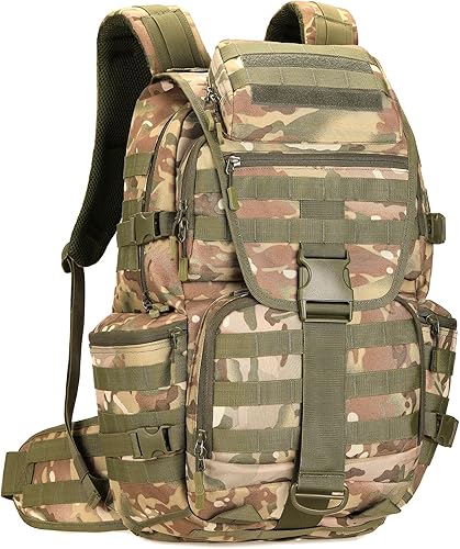 Miniatura 17 de Mochila de 100L para Camping y Senderismo, Mochila Táctica Militar Molle, Mochila Impermeable y Ligera para Senderismo, Caqui-c, Grande