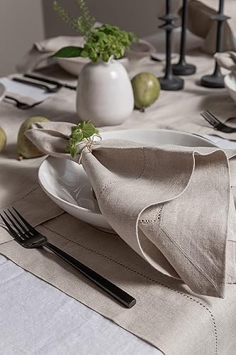 Miniatura 2 de Solino Home Servilletas de lino de 20 x 20 pulgadas, natural, 100% lino puro con vainica, para primavera, verano, juego de 4 servilletas de tela