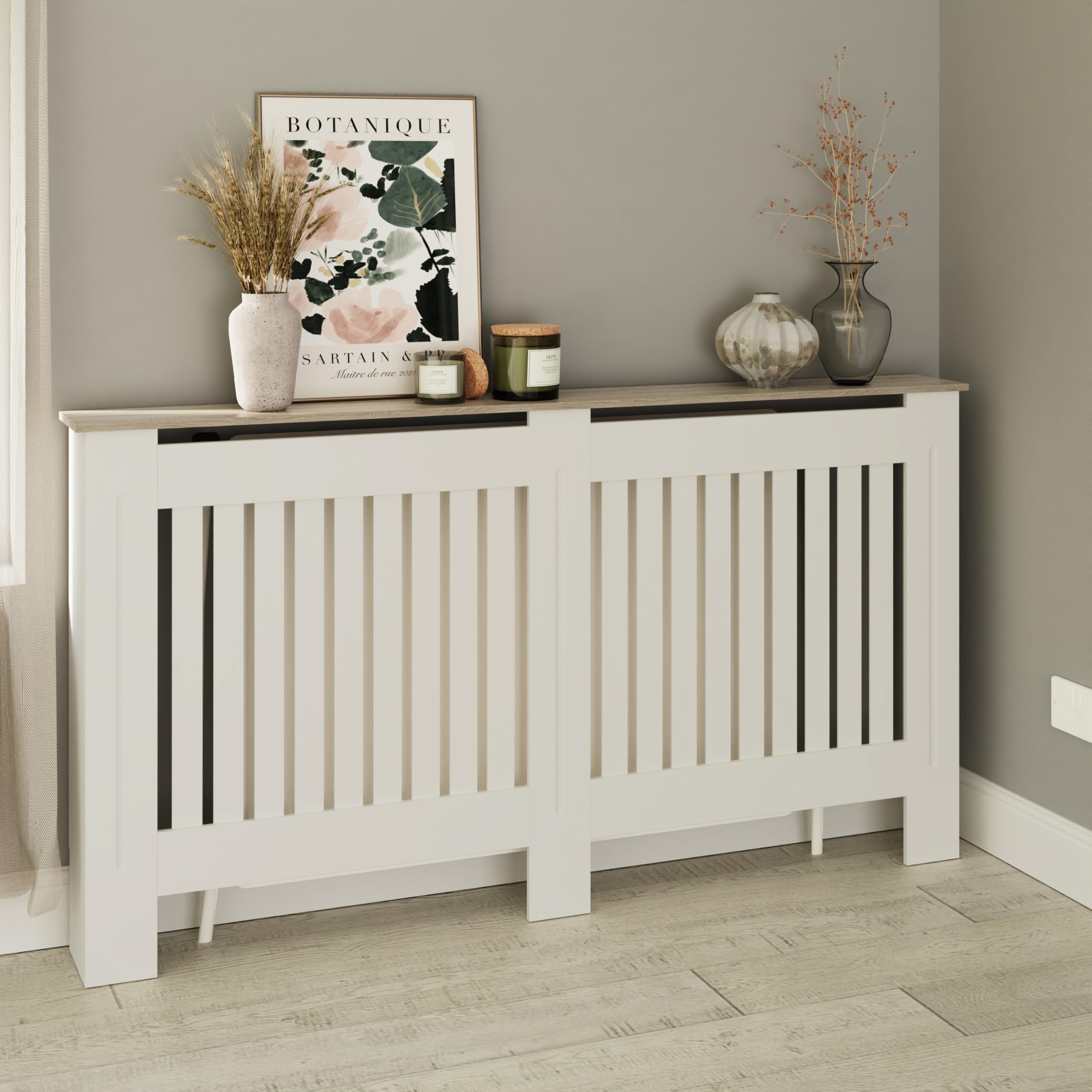 GFW Longslow Radiator Cover Small White Vertical Slat Grill