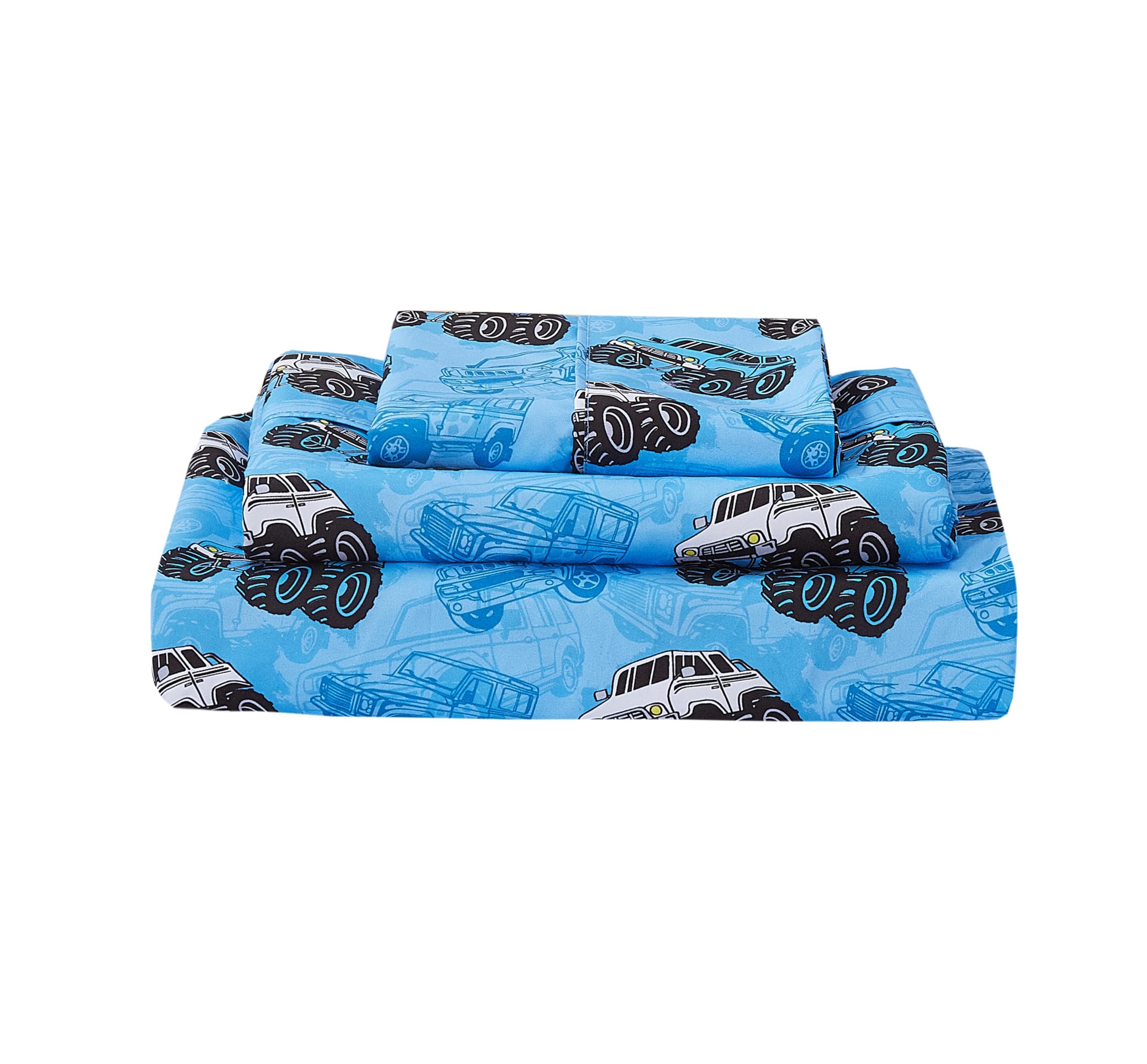 Softan Kids Bed Sheet Set Boys Twin Size Sheets Microfiber Kids Fitted Sheet and Pillowcase Breathable and Silky