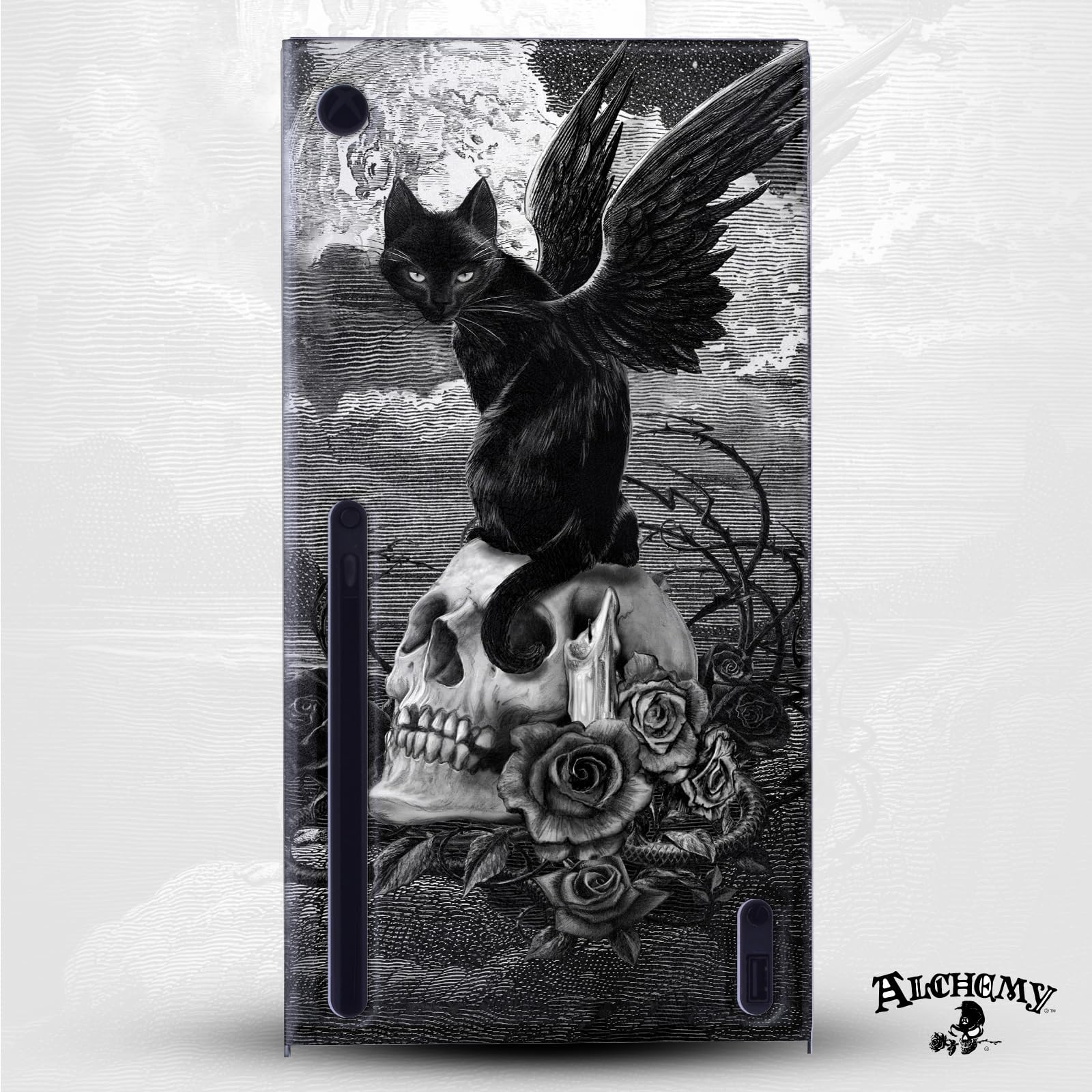 Head Case Designs Sous Licence Officielle Alchemy Gothic Neuf vies de chat crâne de Poe Gothique Enveloppement De Console De Jeu Et Skins Pour Manette De Jeu Ensemble compatible avec Xbox Series X