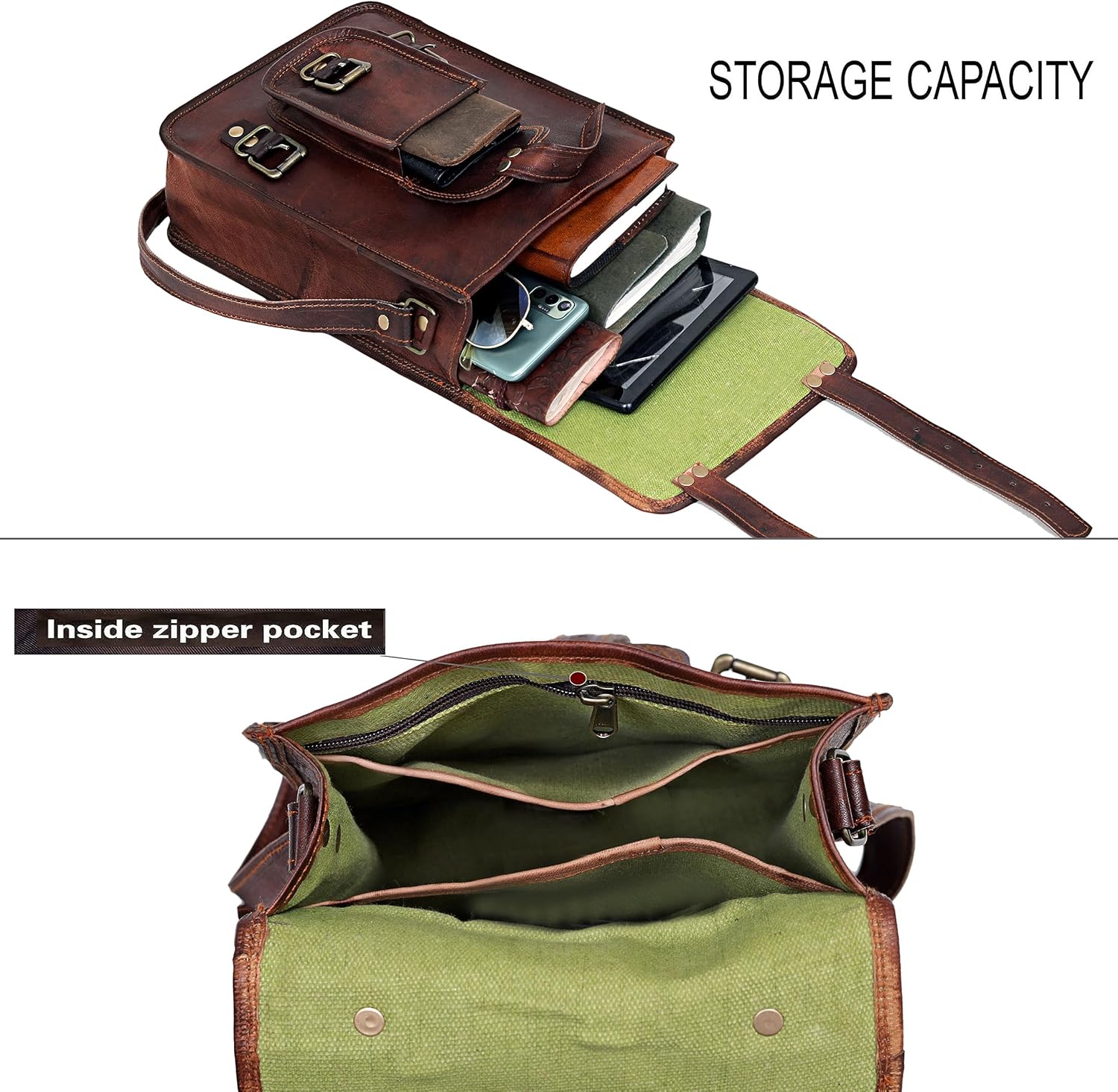 Vintage Genuine Leather iPad/Tablet/tab/Kindle Satchel Cross Body Shoulder Messenger Bag - Image 3