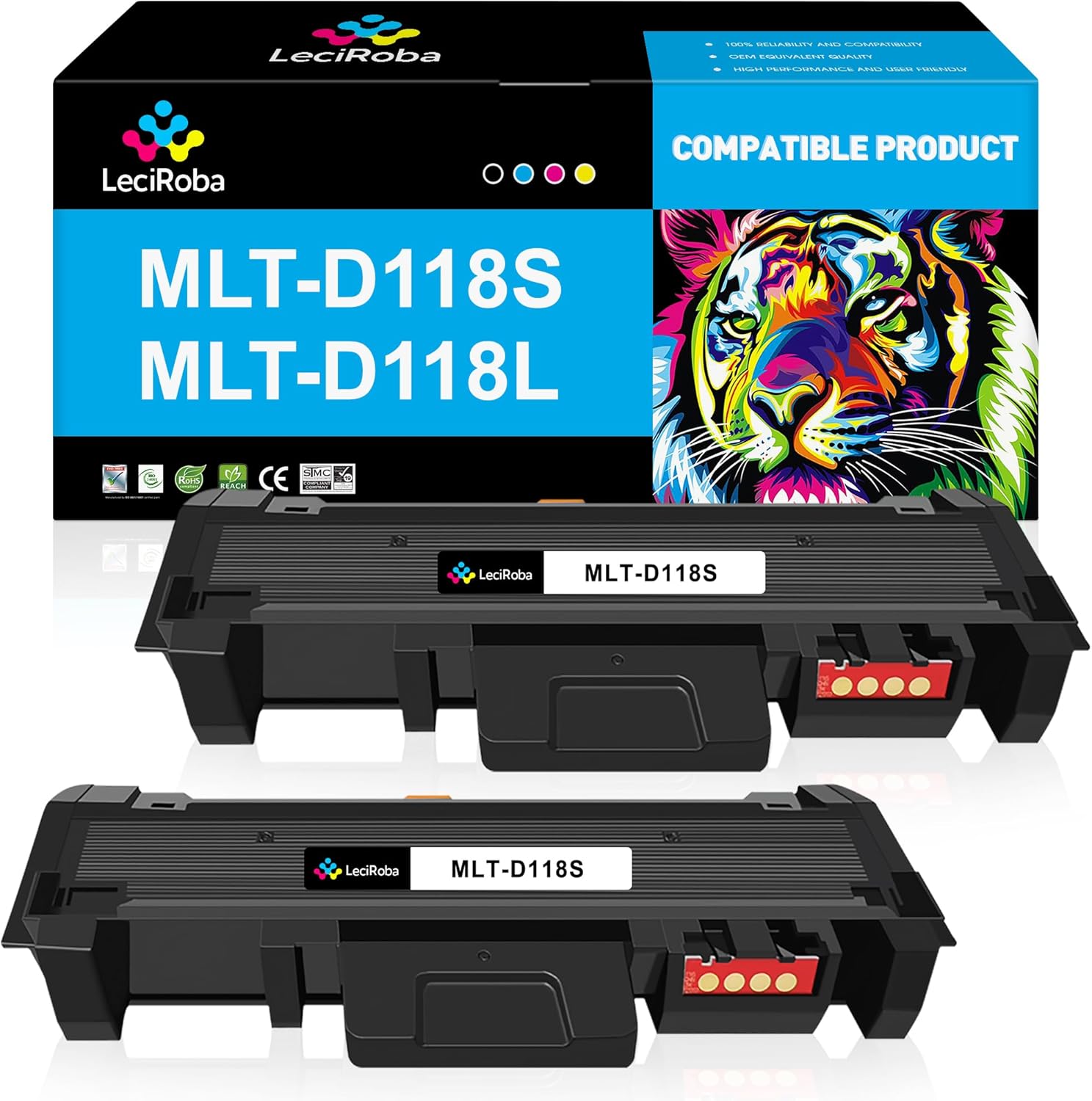 LeciRoba MLT-D118L MLT-D118S Black Toner Cartridge Replacement for Samsung MLT-D118S D118S MLT-D118L MLT-D118E Toner for Samsung Xpress M3065FW M3015DW Printer (4,000 Pages, 2-Pack)
