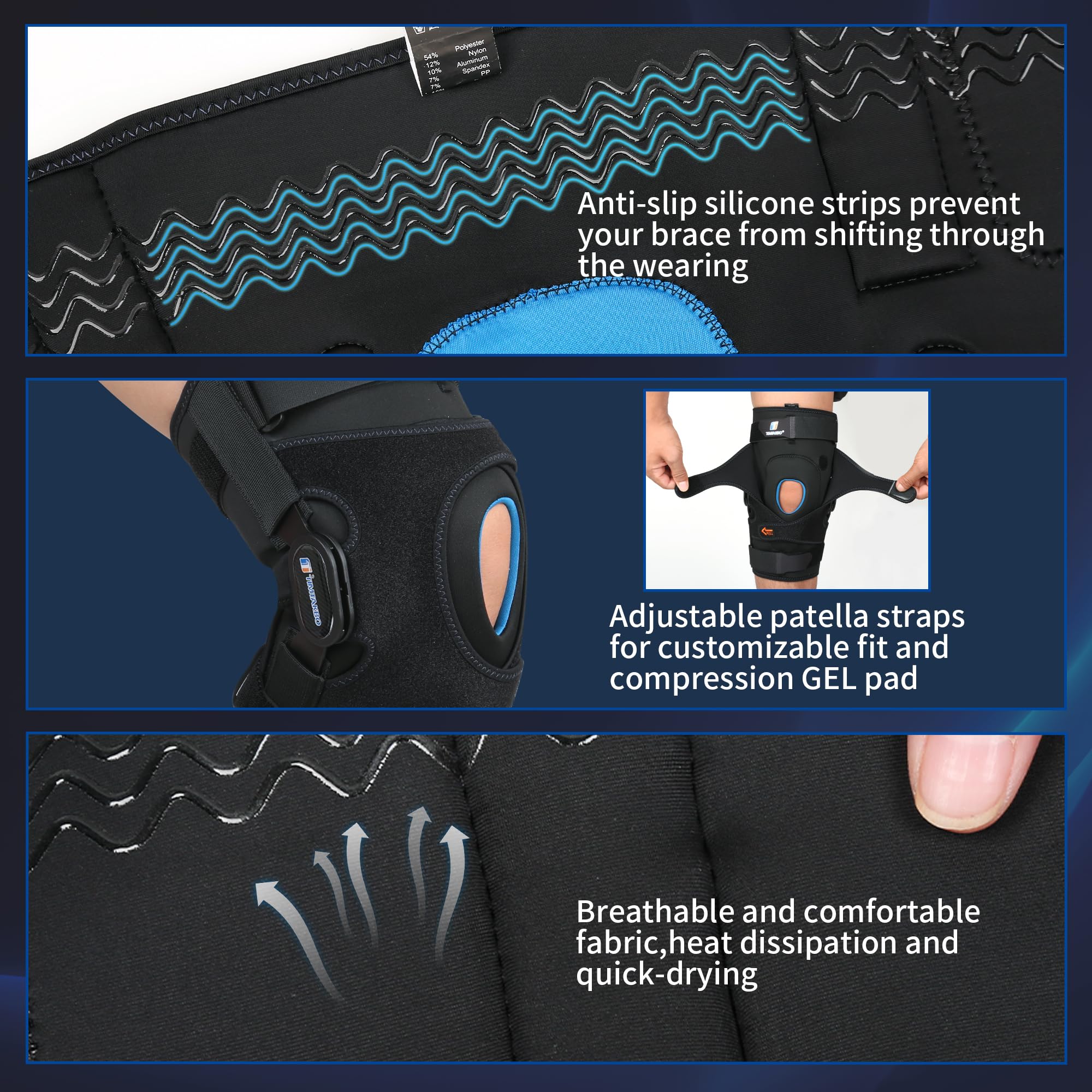 Knee Brace With Side Stabilizers - Patella Gel Pad For Pain Relief & Support