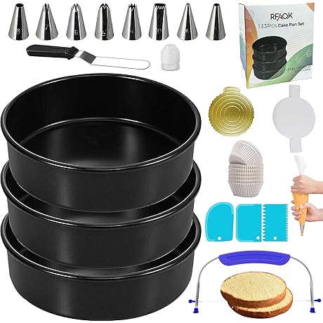 RFAQK Cake Pans Sets for Baking and Cake Decorating Supplies with eBook