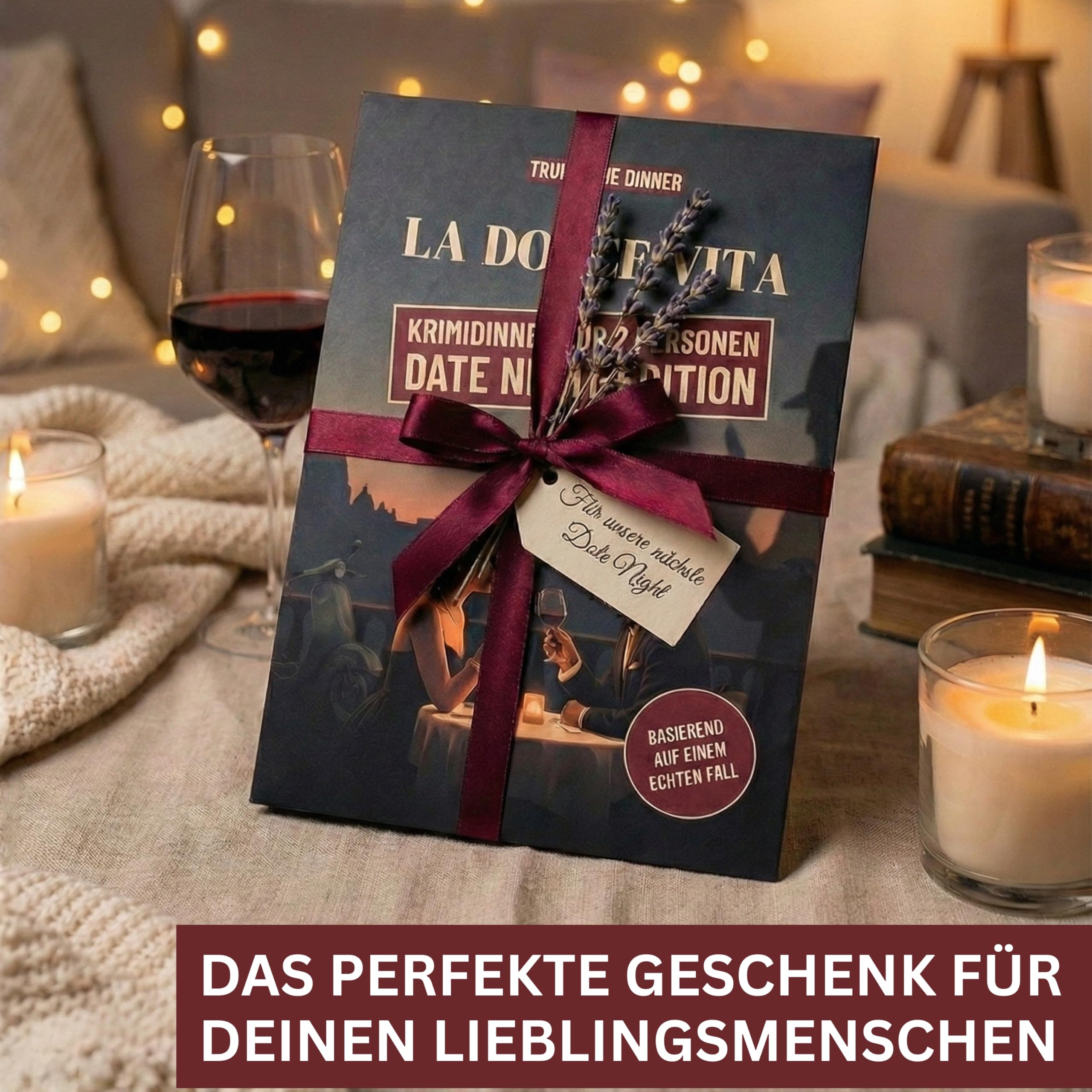 Krimidinner 2 Personen La Dolce Vita - Krimi Dinner Date Night Edition - Krimispiel für Erwachsene, Crime Dinner Date Ideen für Paare, Geschenk für Partner, Paar Geschenk