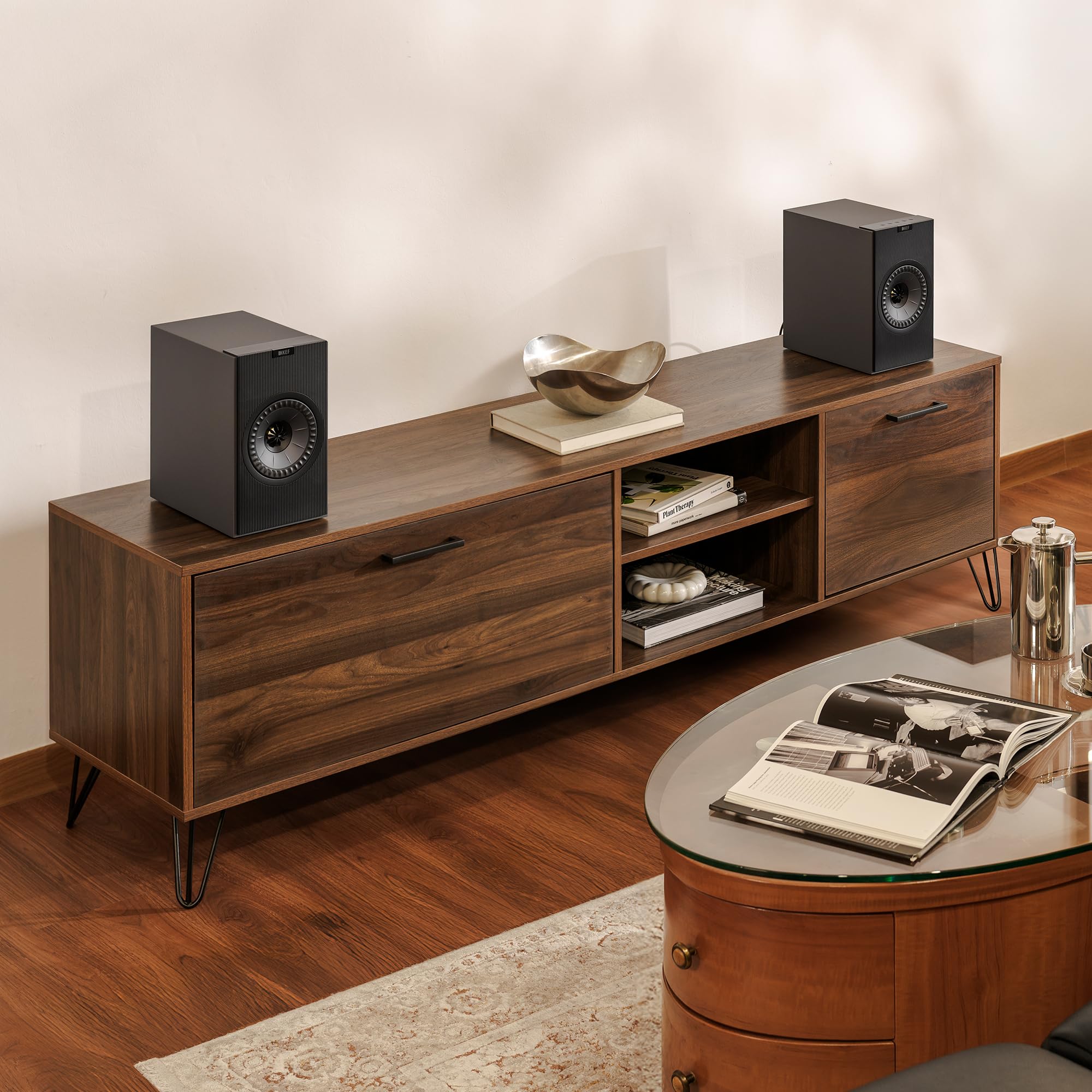 KEF Coda W Altavoces de estantería inalámbricos de Alta fidelidad, Titanio Oscuro | Bluetooth 5.4 aptX Lossless | para Tocadiscos, TV, PC, portátil y más | Música | TV y Cine en casa | Gaming