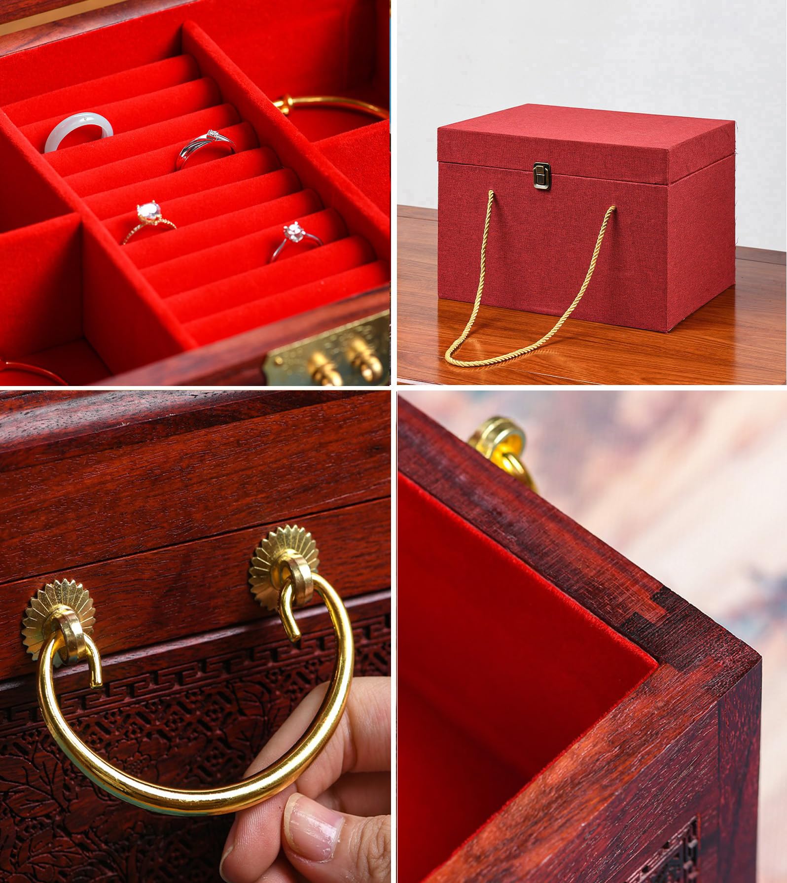 Wooden Jewelry Box Organizador para Anillos, Collares y Regalos