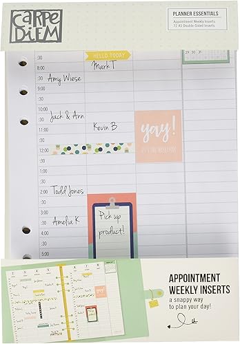 Carpe Diem Appt Planner Essentials - Plaquitas semanales verticales, 8.3 x 5.8 x 0.6 in, color blanco (4949)