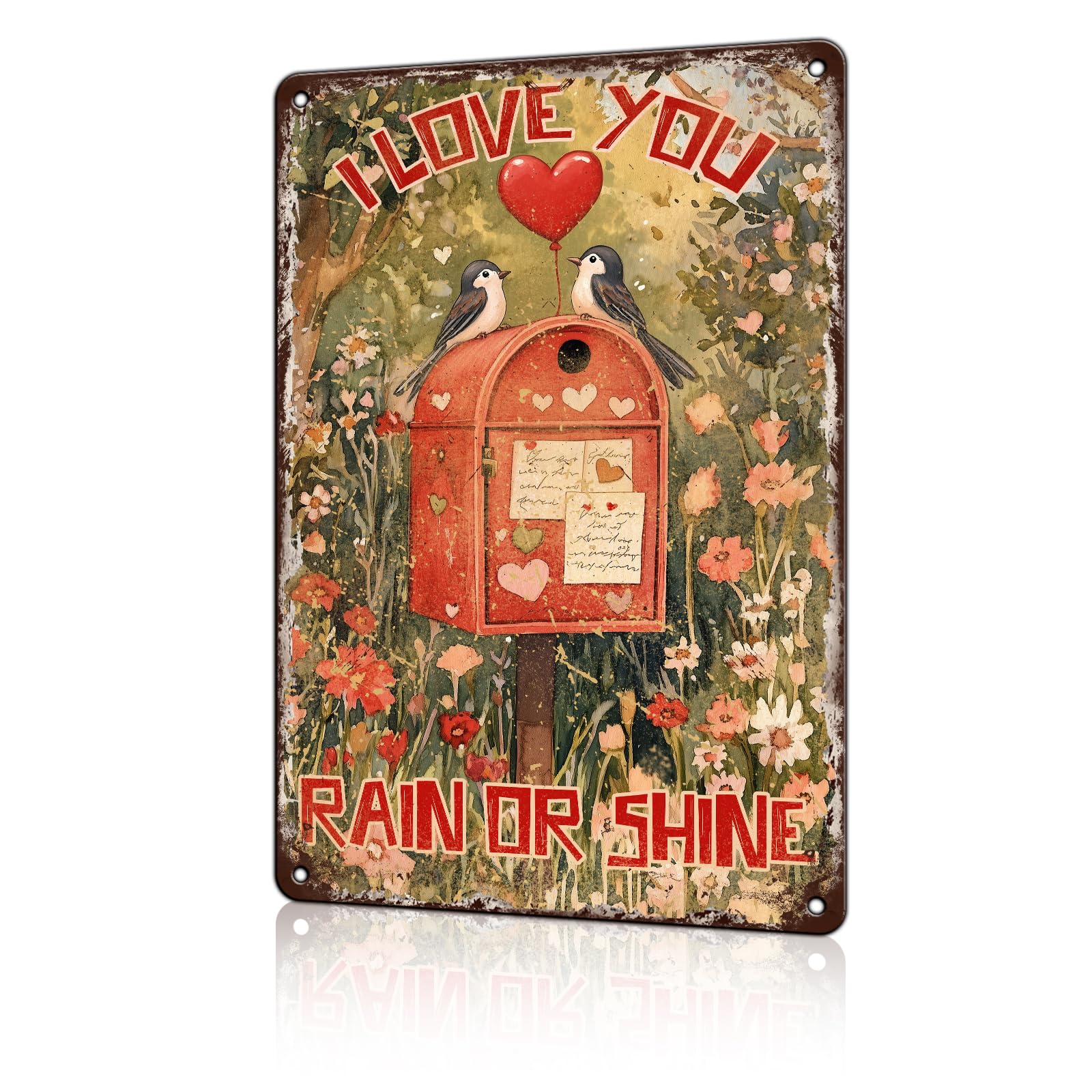 Anceky Tin Sign Bird I Love You Rain or Shine Sign Vintage Aluminum Sign Metal Sign Wall Decor for Garage Living Room Cafe Pub Club Yard Home 12×8 Inch