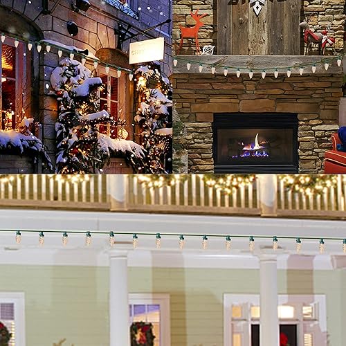 Miniatura 8 de Luces de Navidad C9, 50 unidades, 24.5 pies, poligonales, conectables, grado comercial, para interiores y exteriores, 120 V, certificado UL, forma