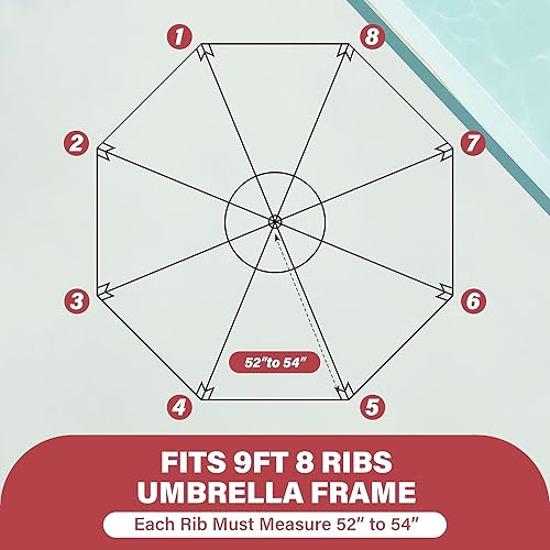 Miniatura 10 de YSSOA Sombrilla solar de 9 pies con 32 luces LED para patio, sombrilla de mesa de mercado con botón de inclinaciónmanivela al aire libre para