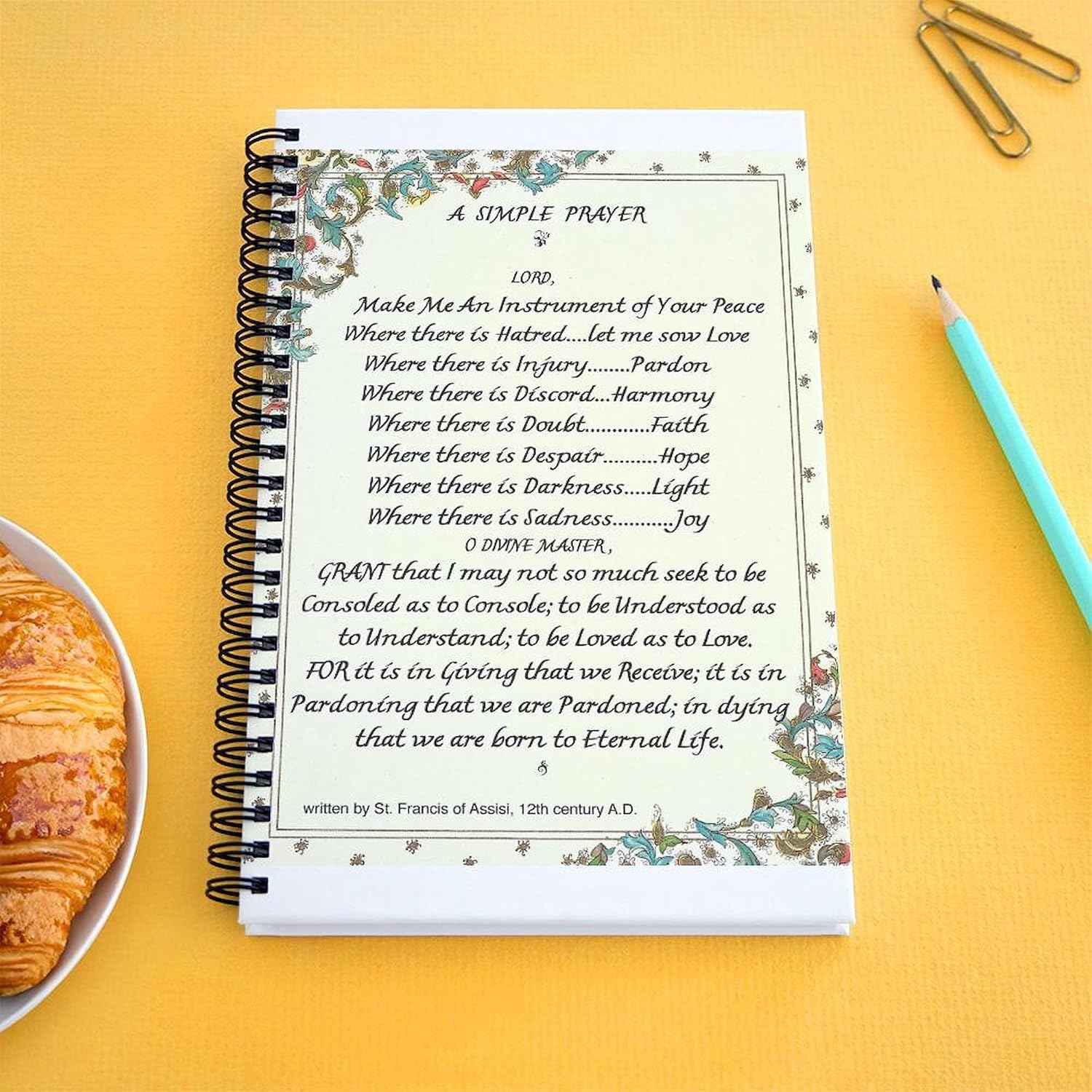 CafePress St. Francis/Pope Francis A Simple Prayer PEACE Spiral Bound Journal Notebook, Personal Diary, Lined      Office Product