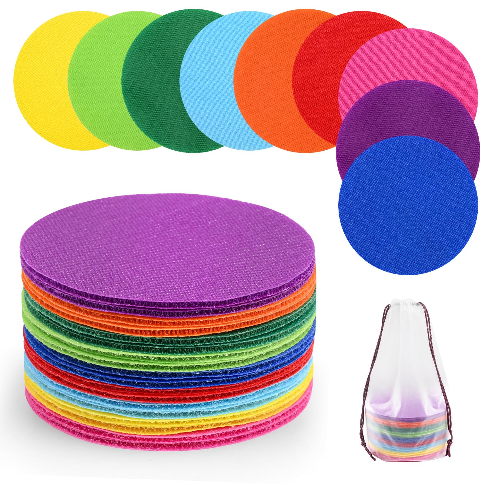 BOUBONI Carpet Dots for Classroom Sit Spots 4-Inch 9 Colors Suitable for Families Primary Schools Kindergartens (36)