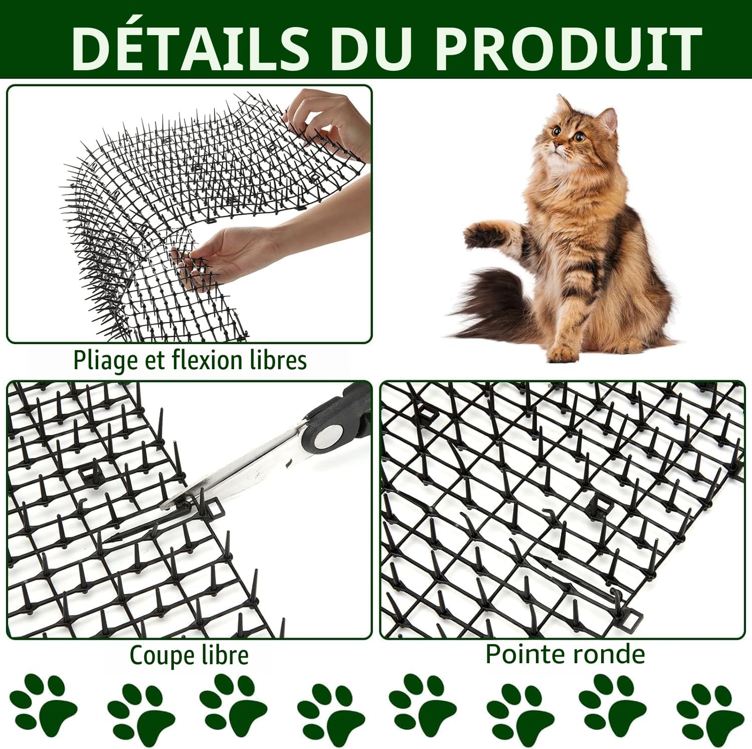AKOLAFE Tapis Anti Chat 400 x 30 CM Tapis Anti-Chat avec 8 Pointes Tapis Anti Chien Noir Tapis Répulsif Chat Empêcher Animaux de S'approcher Tapis Picot Anti Chat pour Jardins Intérieurs et Extérieurs
