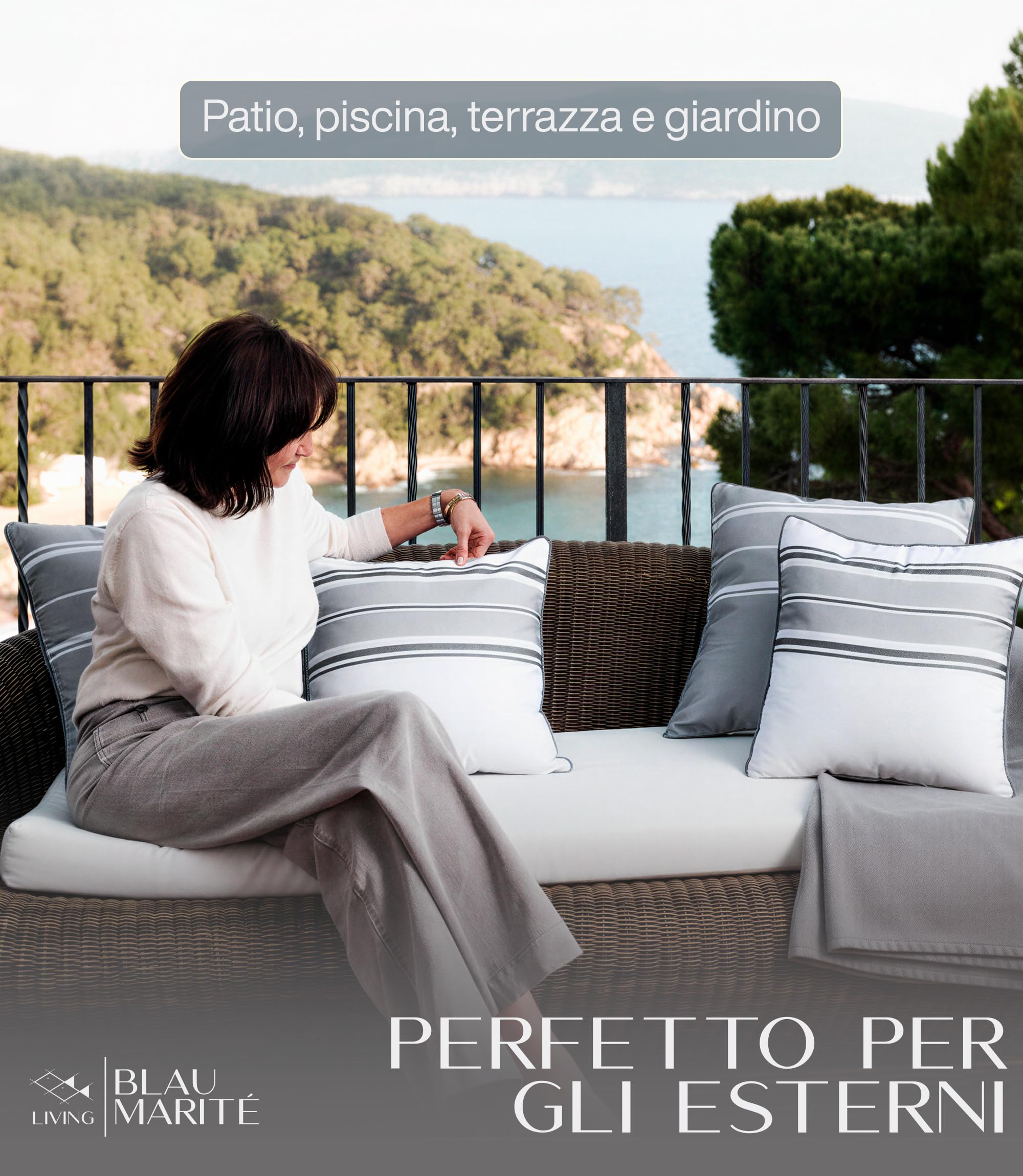 Set 2 Federe Cuscini da Esterno 30x50 cm – Impermeabili, Antimacchia, Resistenti ai Raggi UV – Morbide e Lavabili – Copricuscini Decorativi per Giardino, Balcone, Terrazza – Grigio