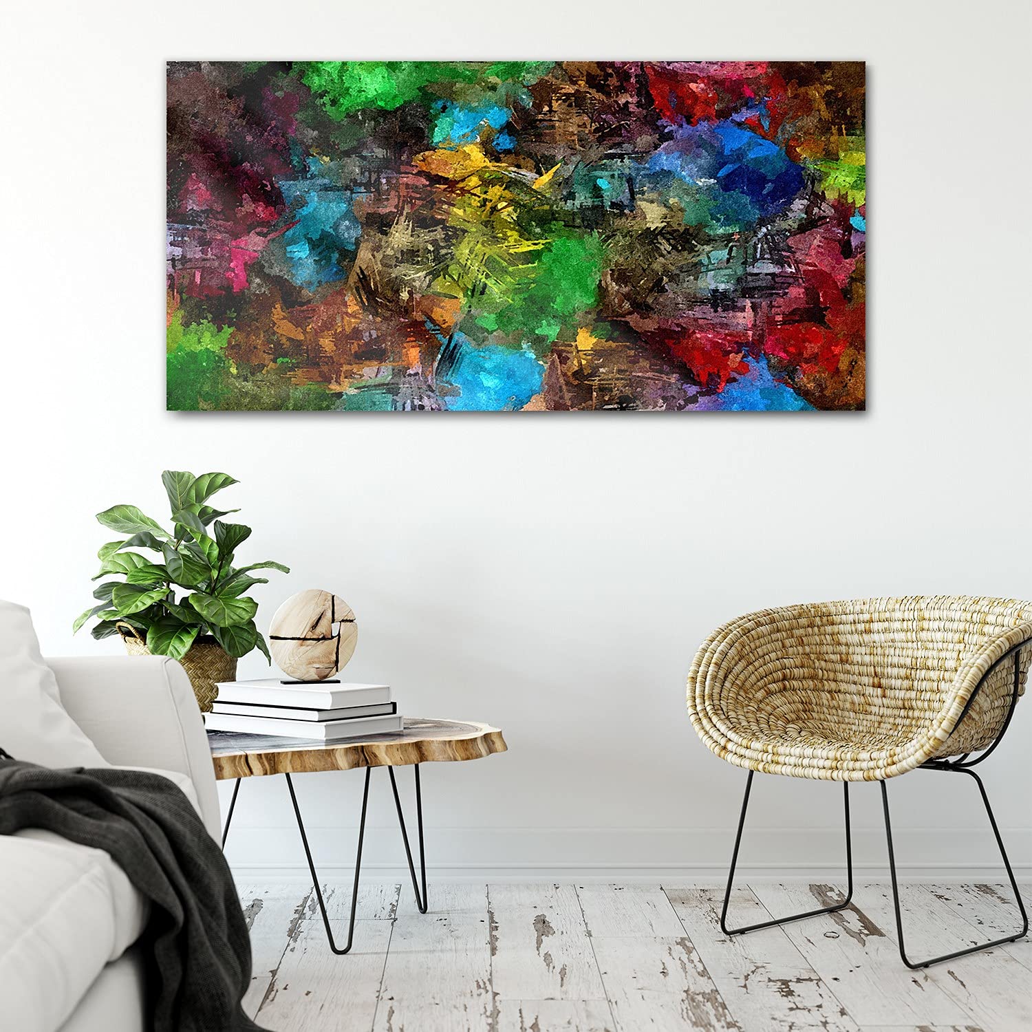 Coloray Pintura acrílica 100x50cm Sala De Estar Vidrio Acrílico Cuadro De Pared Mural Arte - Acuarelas de abstracción