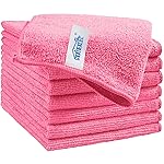 HOMEXCEL Pink Microfiber Cleaning Cloth, 8 Pack Cleaning Towels for Kitchen, Lint Free, Scratch-Free, Highly Absorbent, and Reusable Cleaning Rags for House, Window and Glass, Cars, 11.5 X11.5 inch