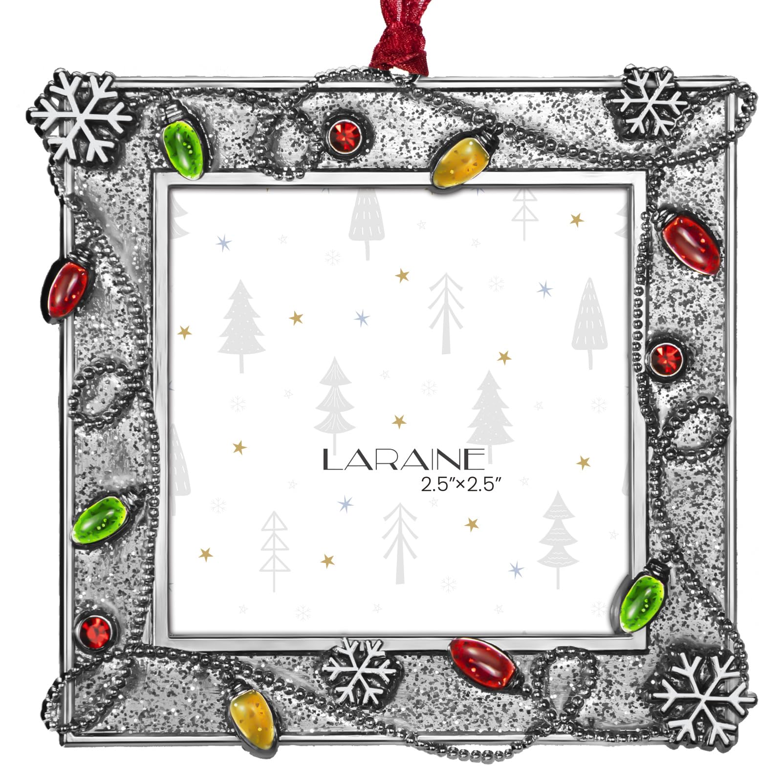 LARAINE Picture Photo Frame Christmas Metal 2025 Christmas High Definition Glass Display Pictures for Tabletop Home Decorative Holiday Gift (Silver, 2.5)