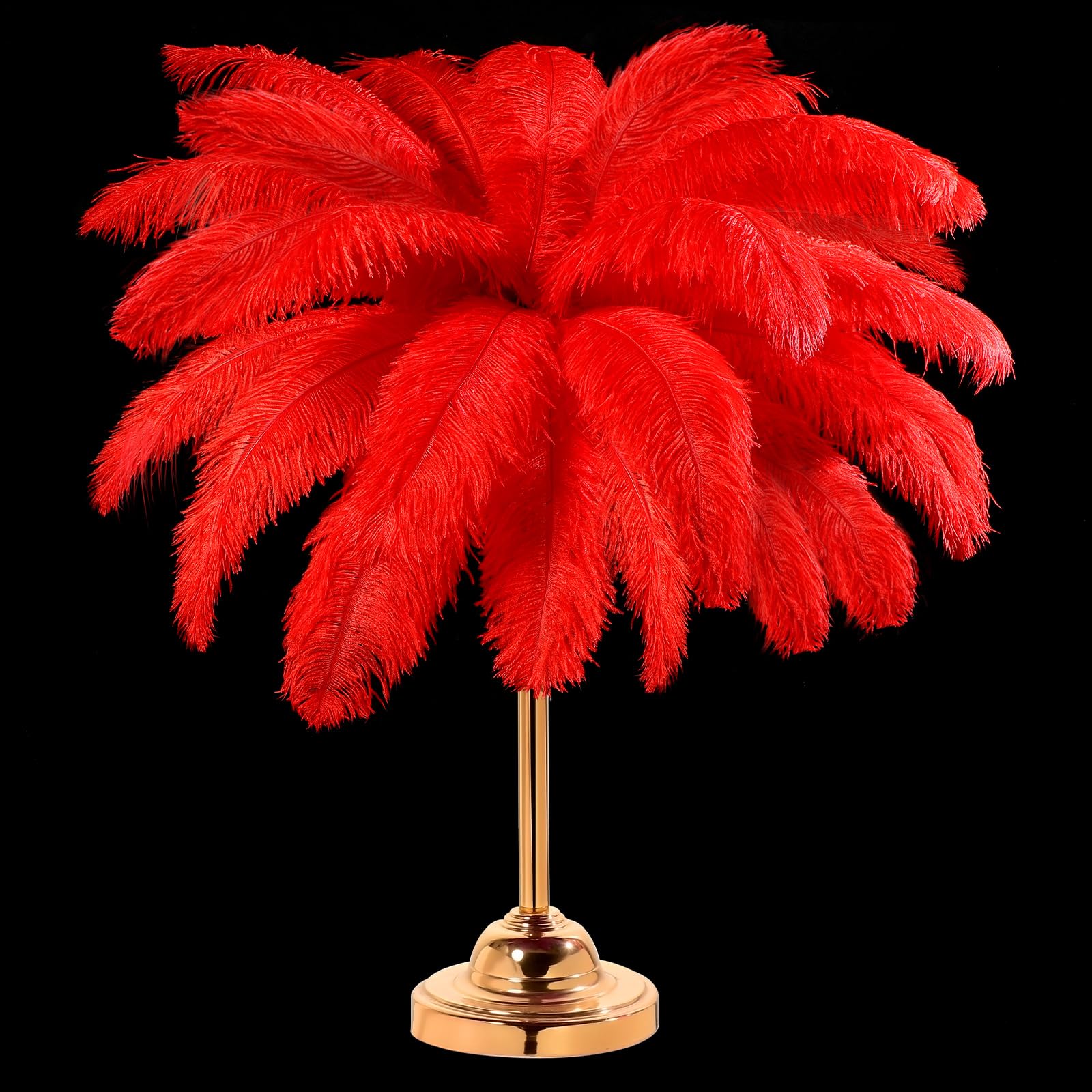 Photo 1 of 30 Pcs Large Natural Ostrich Feathers Bulk 16-18 Inch for Centerpieces for Wedding Party Centerpieces Home Decoration Flower Arrangement (Red)