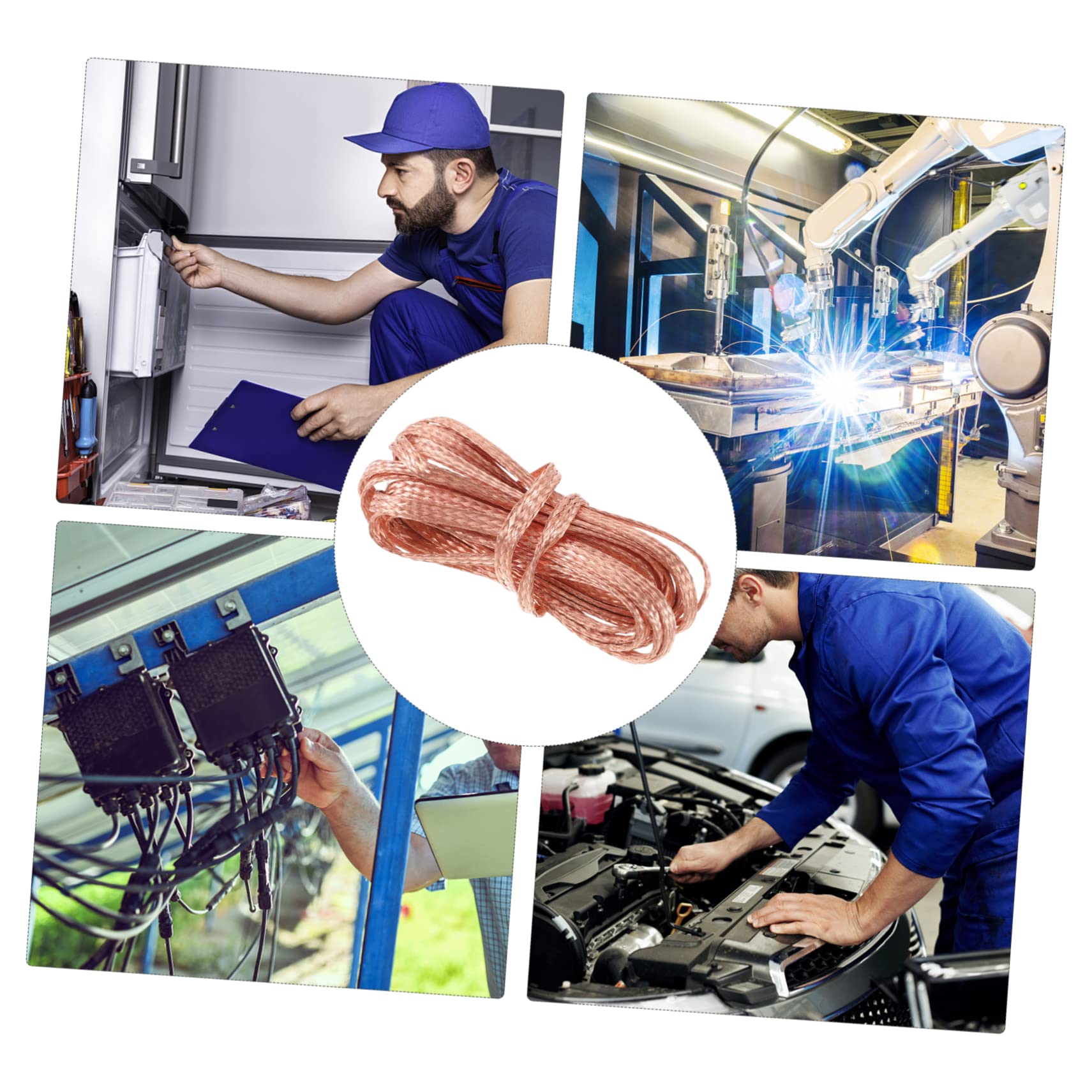 ARTIBETTER Copper Braided Cable Braided Wire Ground Strap Automatic Door Belt Practical Cable Square Cable Threaded Broom Handle Pickle Crock Ground Wire Led Tulip Lamp Lab Ground Lead Wire