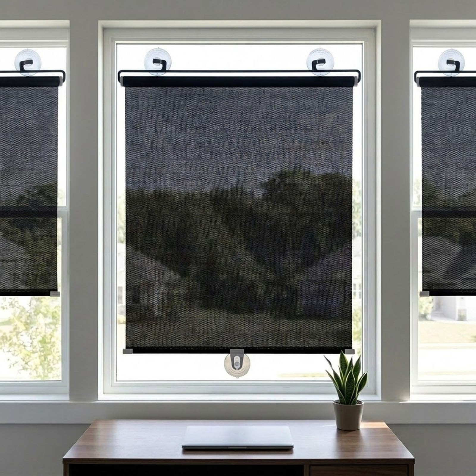 Tende a Rullo Oscurante con Ventose Senza Fori Tapparella da Interno Termica Protezione UV Tendine Parasole per Finestre in Vetro Lucernario Casa Ufficio Auto Portatili(27"Wx72"H)