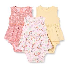 Amazon Essentials Baby Girls Sleeveless Bodysuit Dress Pack of 3