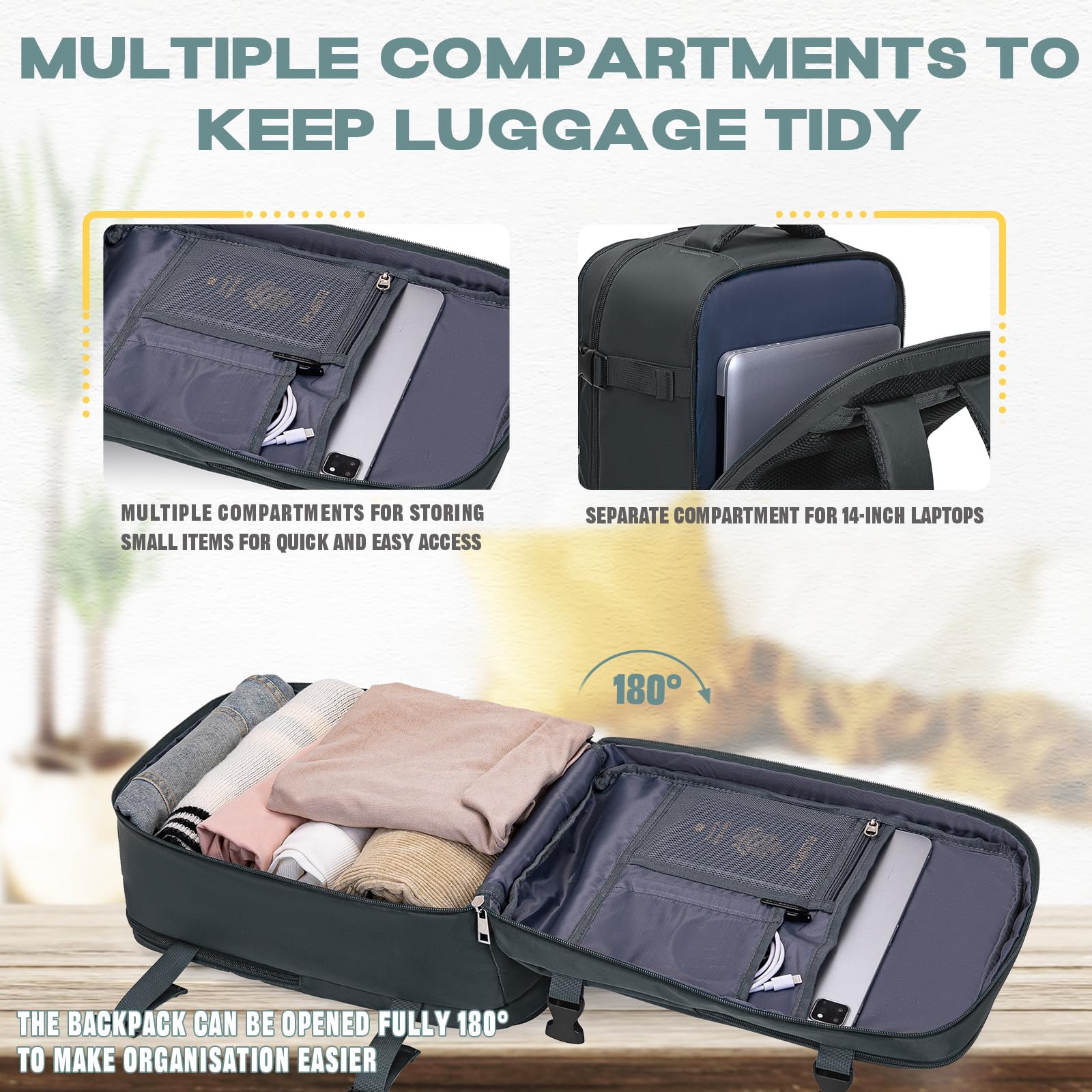 VMIKIV Zaino 40x30x20 per Ryanair Zaino da Viaggio Aereo Bagaglio a Mano Easyjet 45x36x20 Piccolo Borsa da Cabina Zaini Donna Uomo per Scuola Lavoro