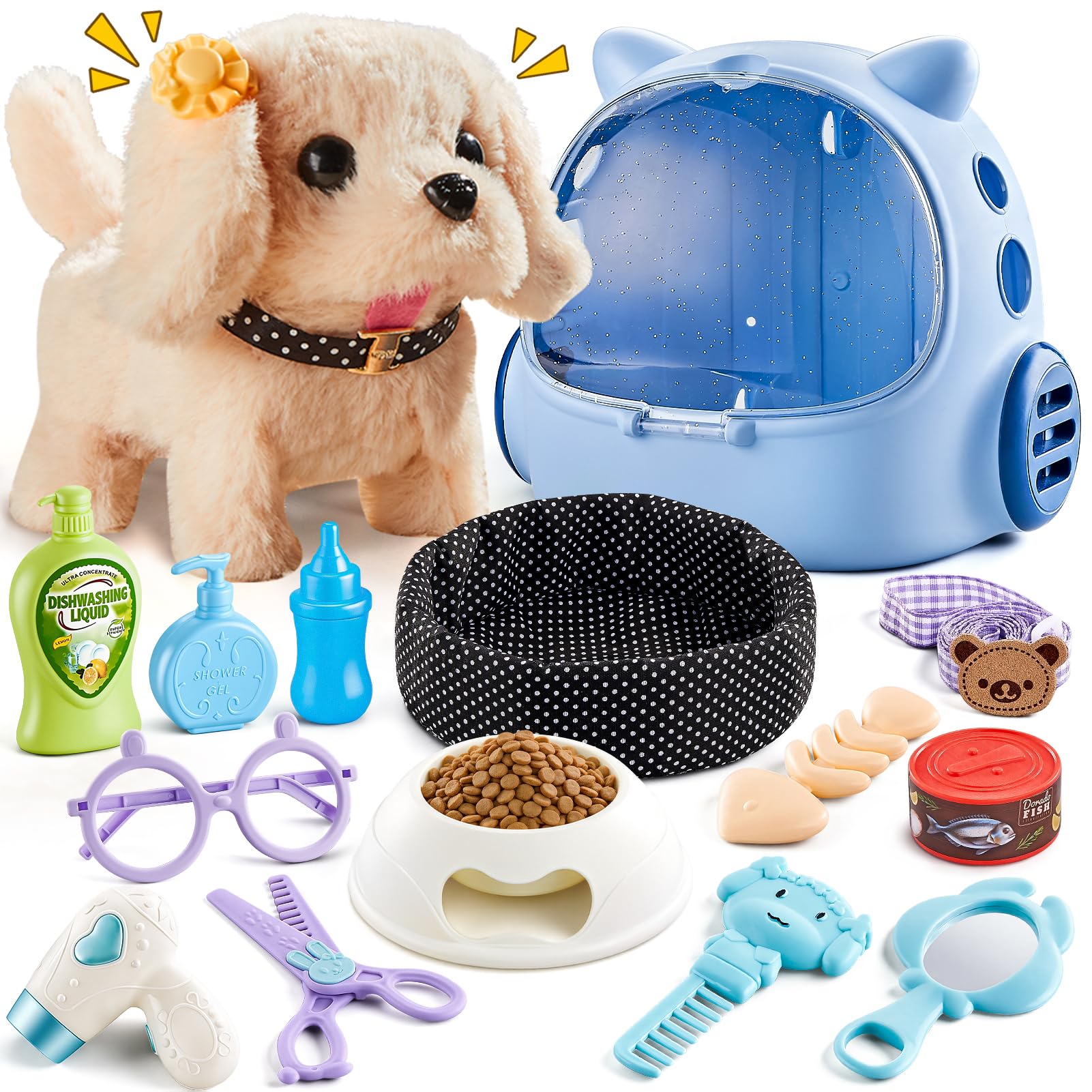VEEVIFUN 16PCS Jouets Chien Interactif pour Jeux Enfant 3 4 5 6 Ans,Jouet Enfant 3 4 5 6 Ans Chiot Robot,Chiens Robots avec Marche,Cadeaux d'anniversaire pour Filles et GarçOns de 3 4