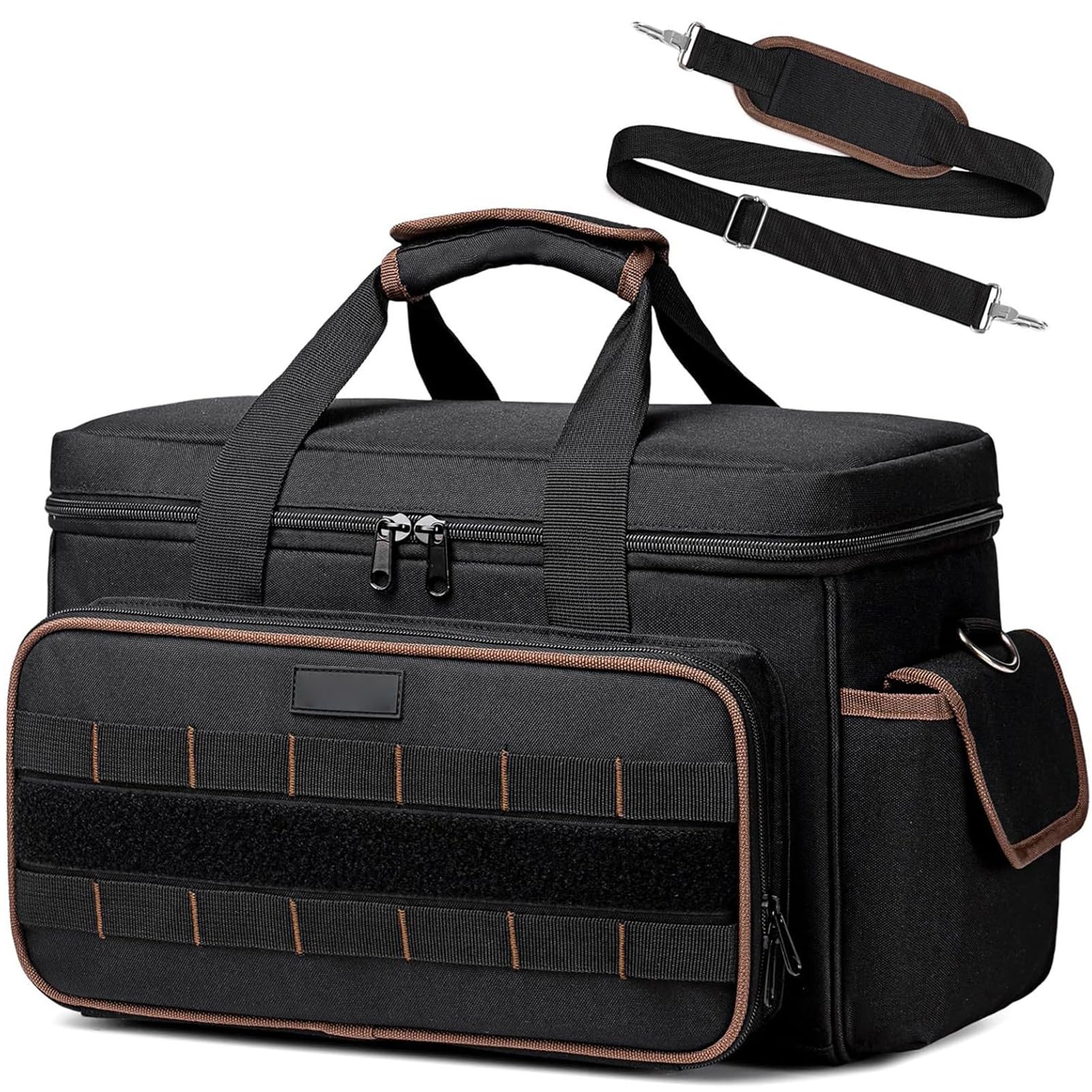 Large Capacity Multi-Compartment Tool Planner with Reinforced Pulls and Changeable Shoulder Straps for Electricians and Woodworkers Large Capacity Tool Planner for Contractors