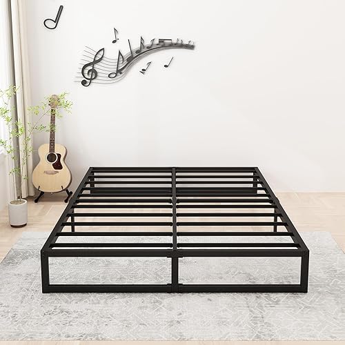 Miniatura 1 de Lutown-Teen Base de cama de tamaño matrimonial de 12 pulgadas, no necesita somier, cama de plataforma de metal resistente con listones resistentes