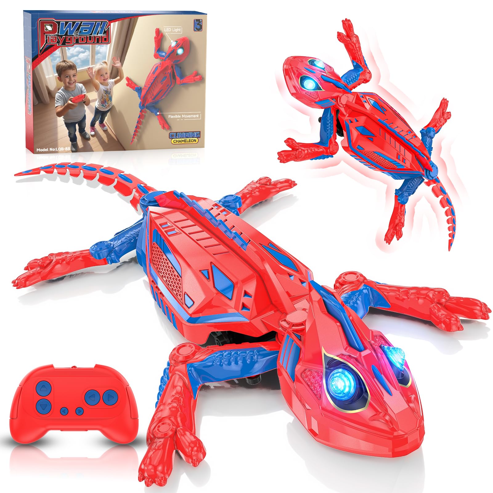 Geco Telecomandato, Spider Lucertola Radiocomandato Che va Sui Muri Giocattolo Animali con occhi a LED Giochi Bambini 3 4 5 6 7 8 9 10+ Anni Gioco Educativi Regalo Compleanno Natale Bimbi Ragazzi
