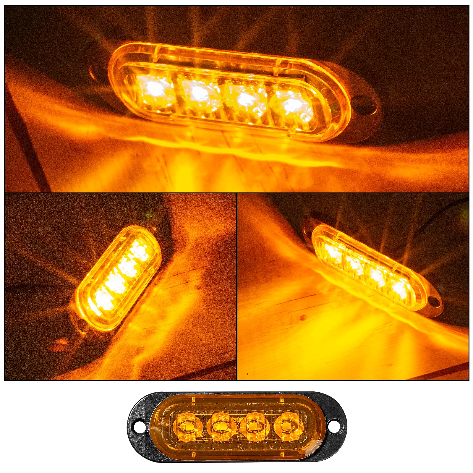 Catekro 10 stk. Begrenzungsleuchten Anhänger mit 4 Licht 12 V - 24 V Gelb | Positionsleuchten Anhänger 3000K Wasserdicht Universelle Seitenmarkierungsleuchten für Bus Caravan LKW PKW als Umrissleuchte