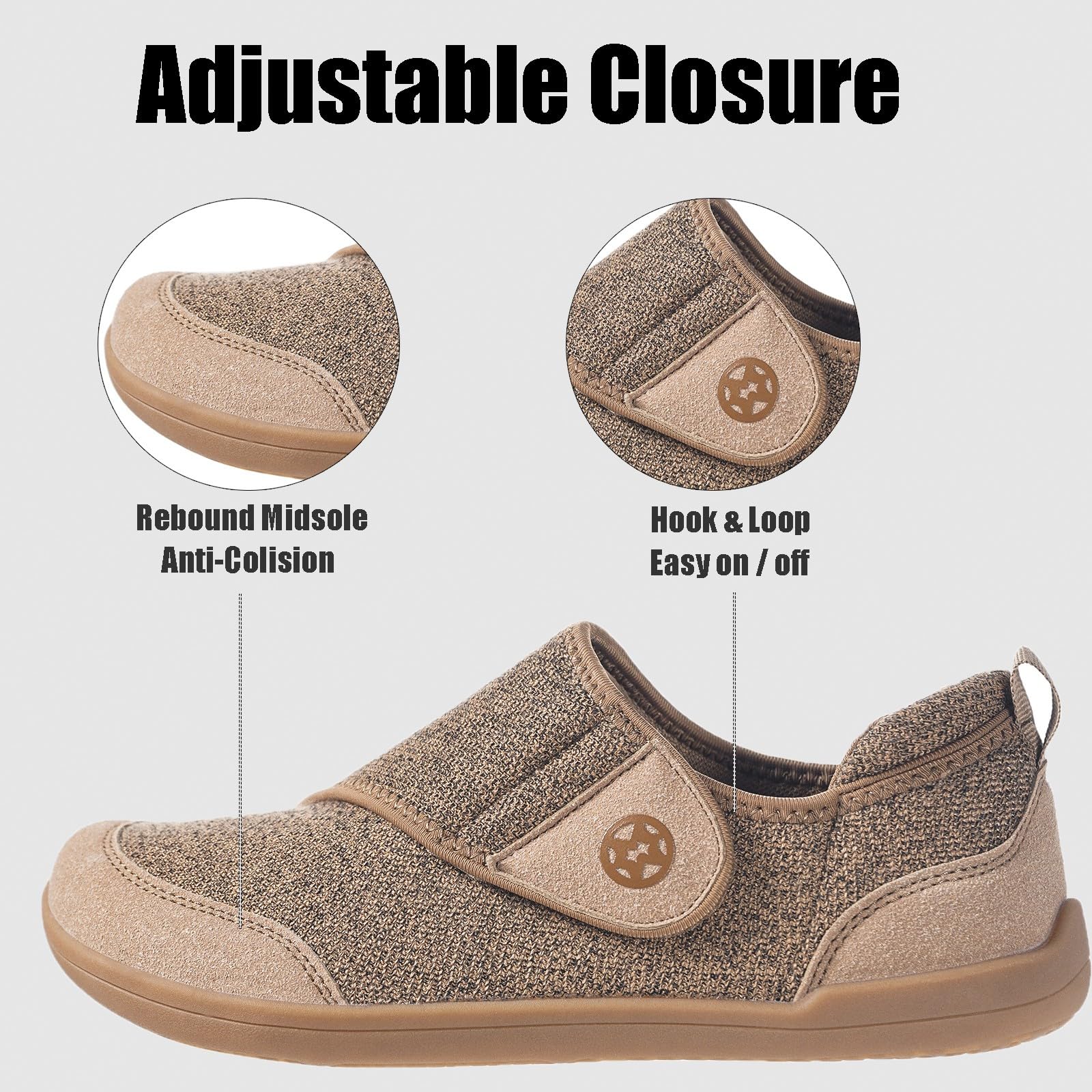 Zapatos Diabéticos para Hombre Mujer Zapatillas de Estar por Casa Extra Ancho Antideslizantes Ajustable Cómodo Respirable Artritis Edema Ortopédica Zapatos Aliviar el Dolor de Pies