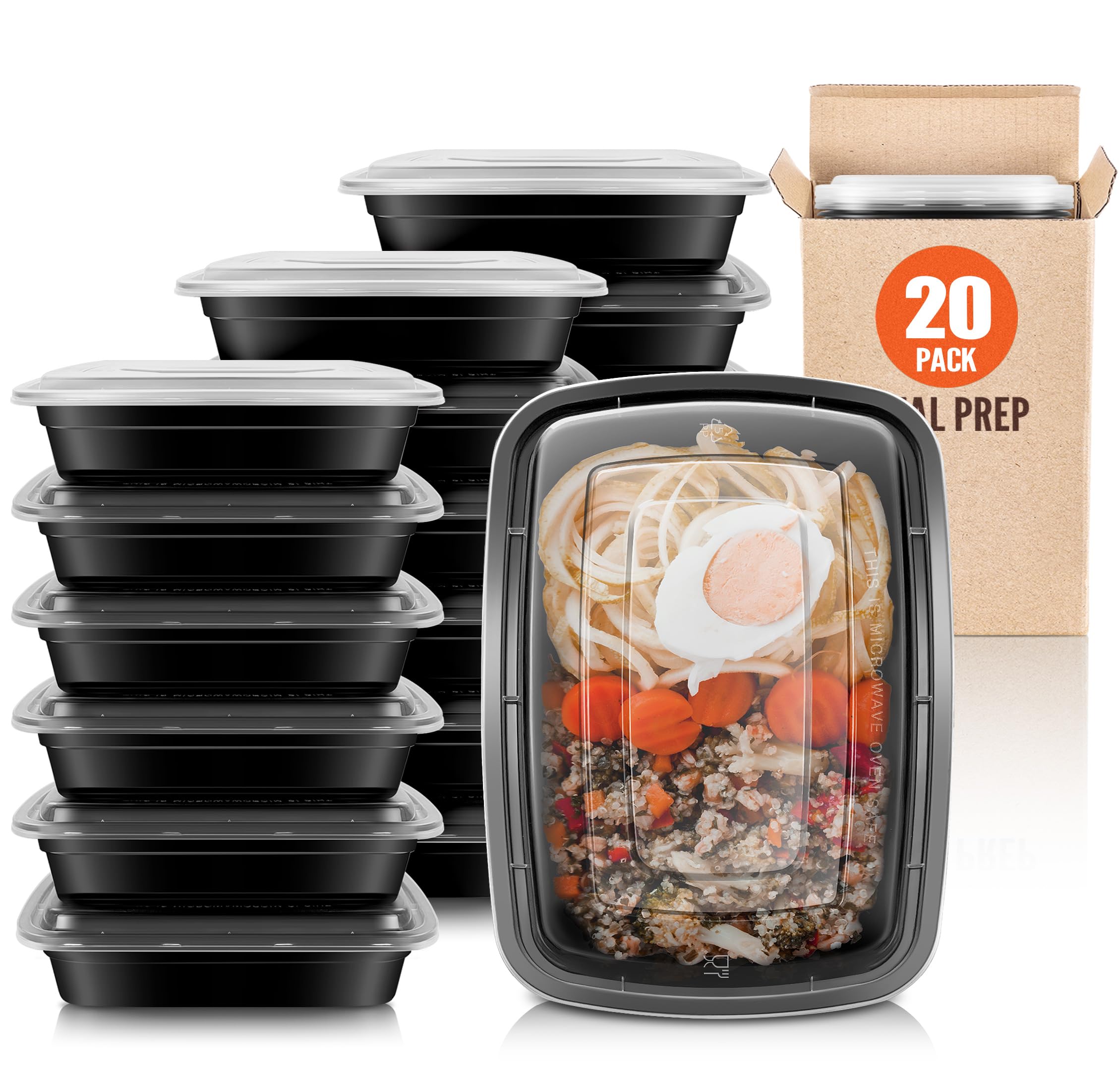 Snapklik.com : Teivio 20 Pack Plastic Meal Prep Containers Reusable, 1 ...