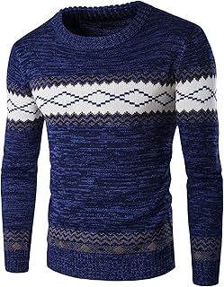 Suéter masculino tricotado pulôver padrão asteca suéter manga longa moletom gola redonda